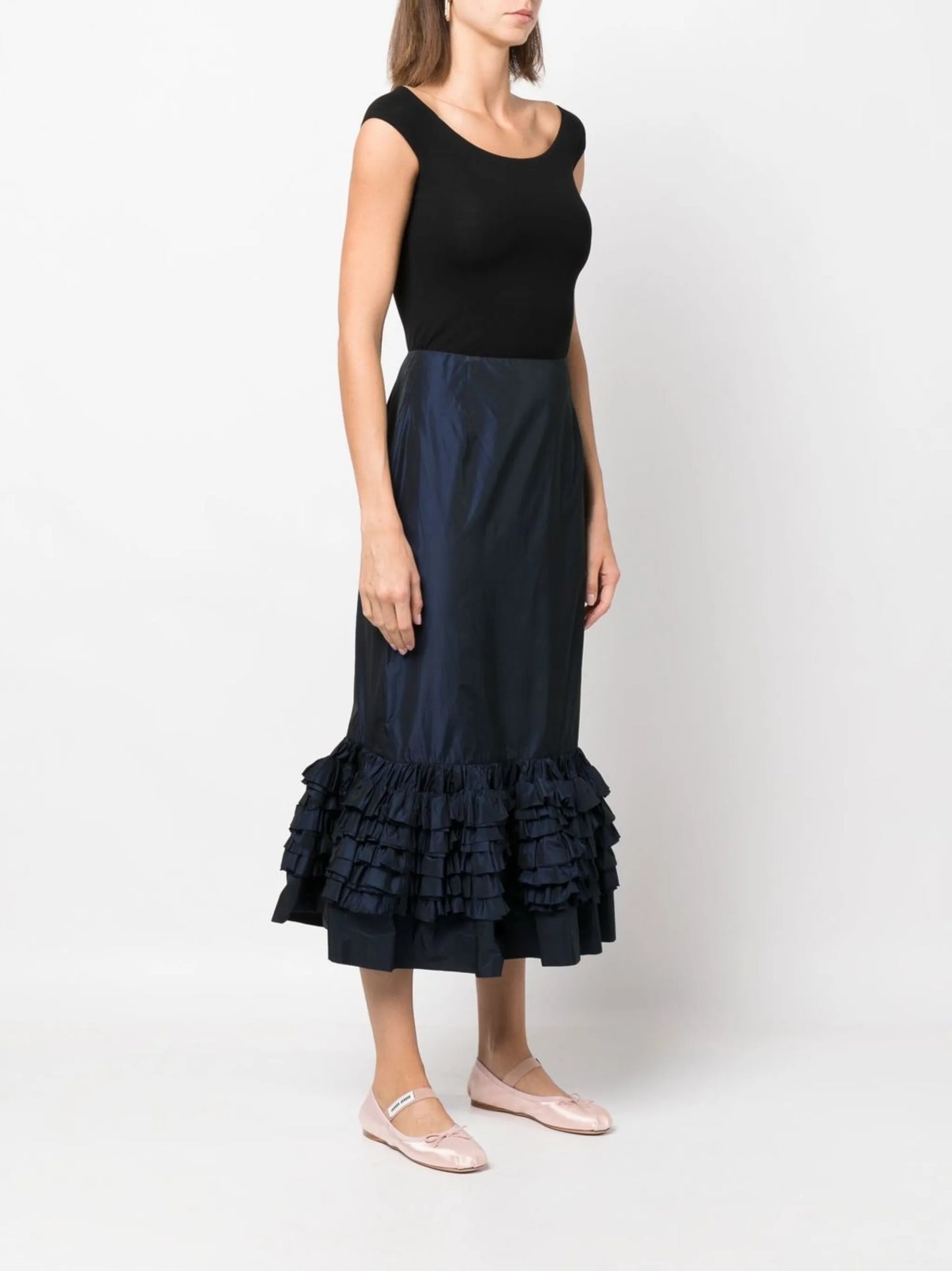 ruffle-detail peplum skirt