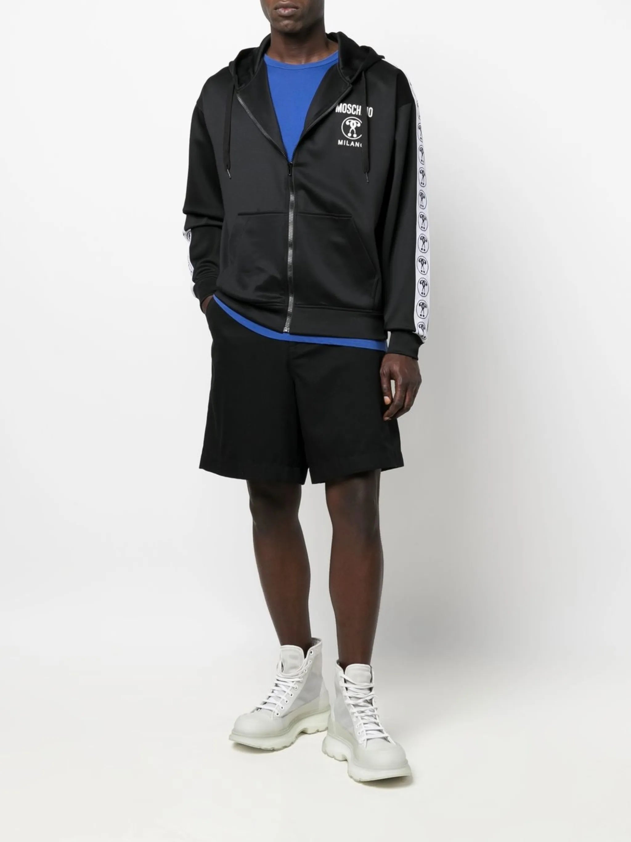 logo-print zip-up hoodie