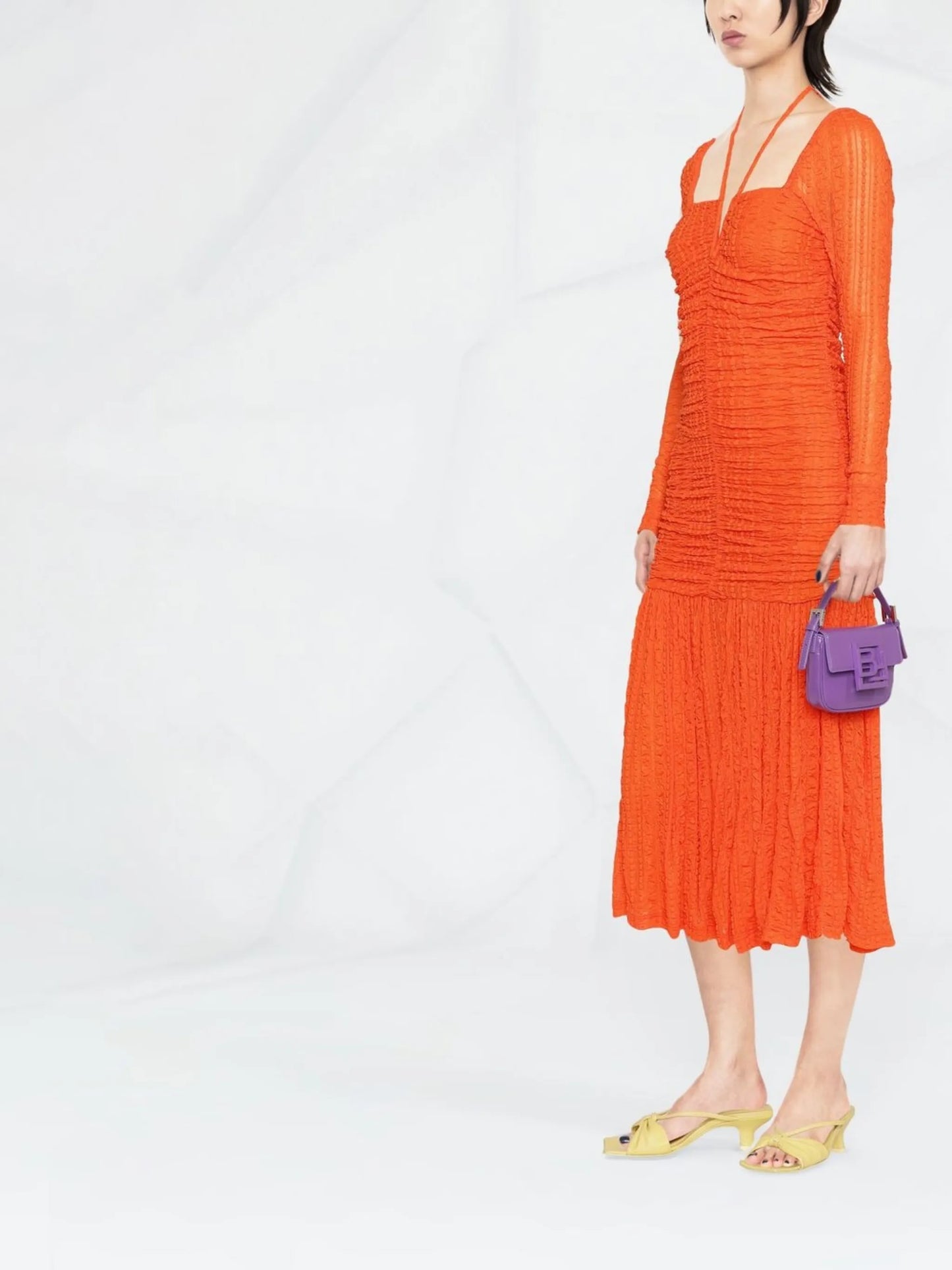 square-neck long-sleeve dress