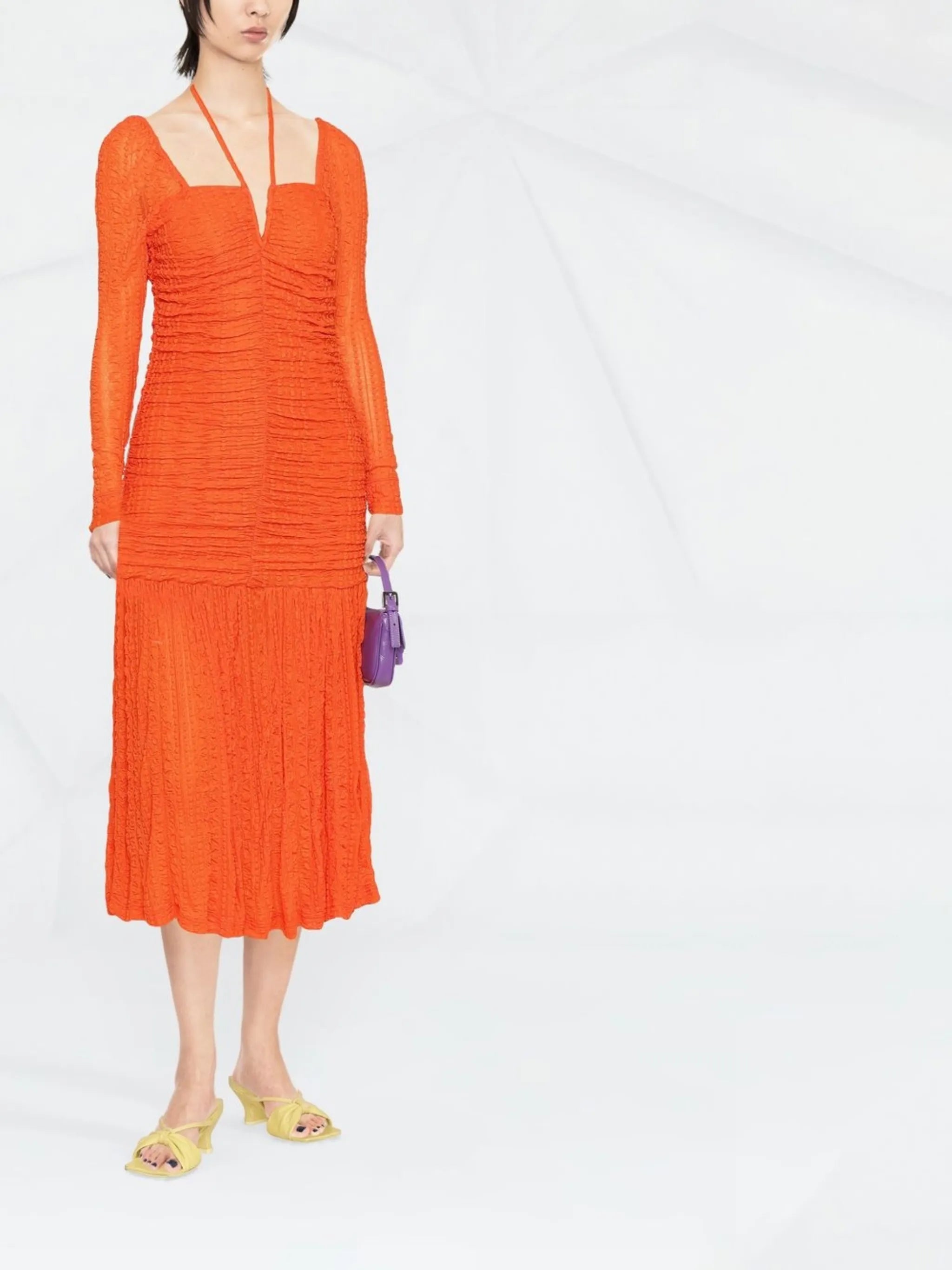 square-neck long-sleeve dress