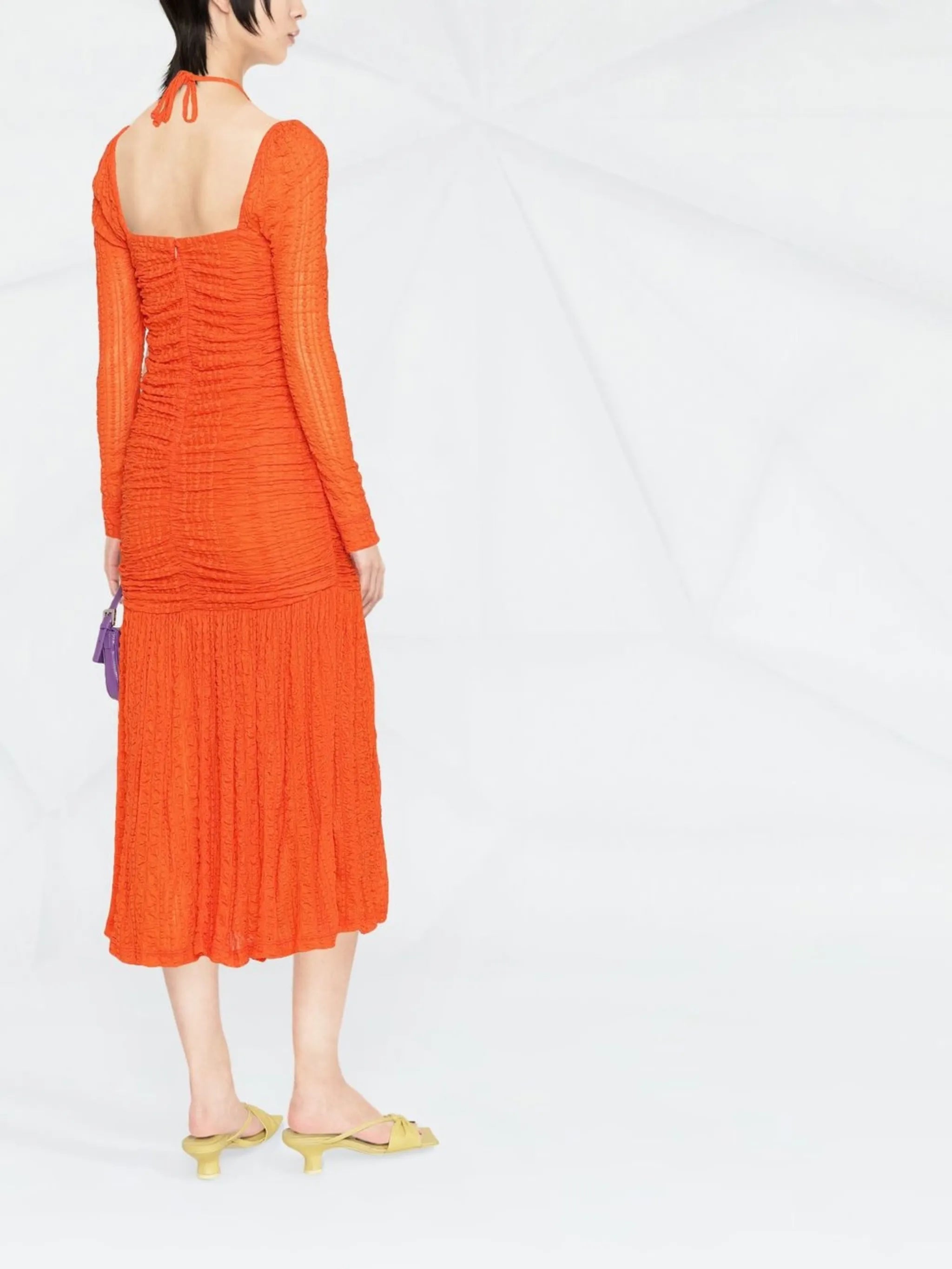 square-neck long-sleeve dress