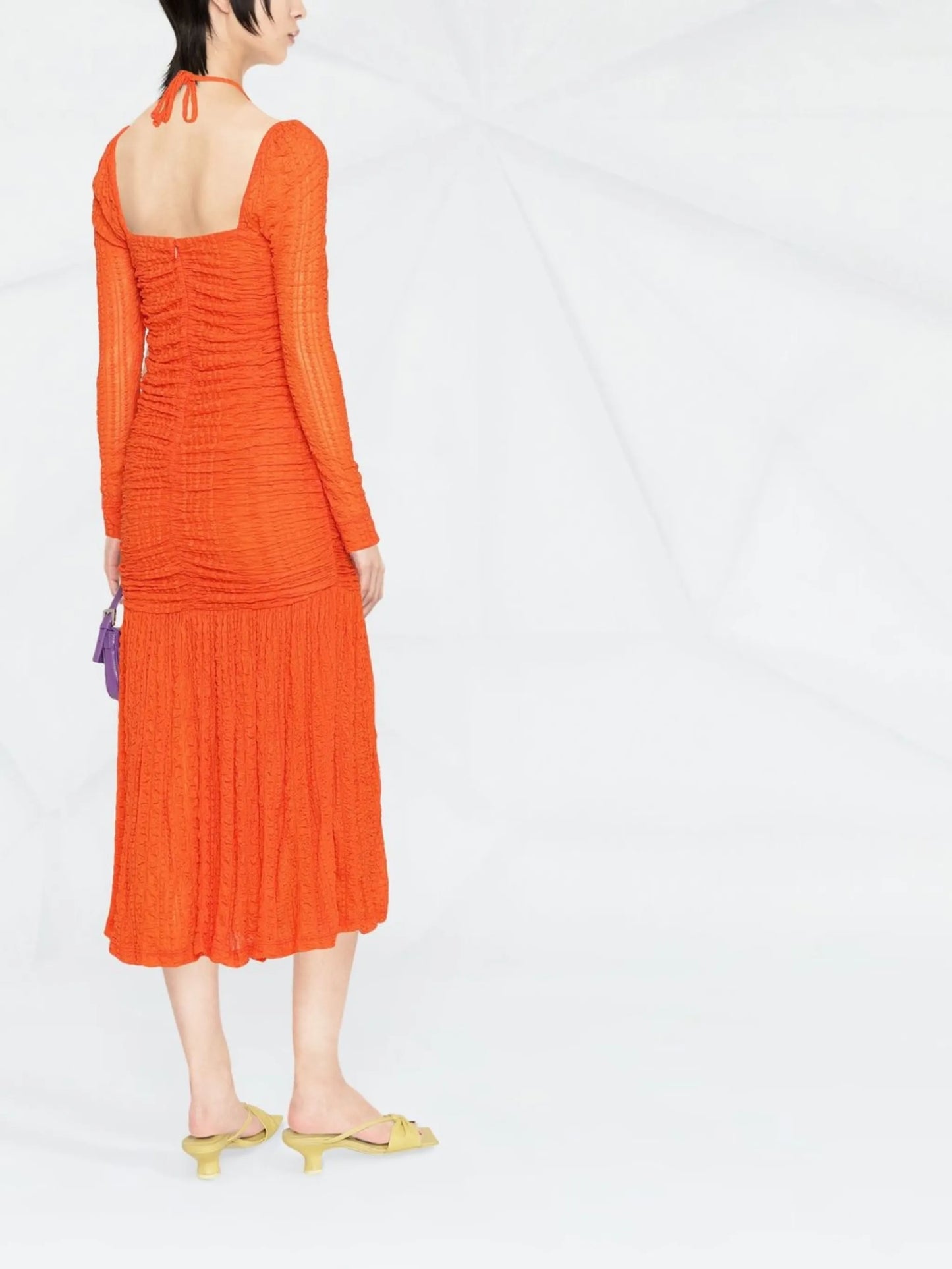 square-neck long-sleeve dress