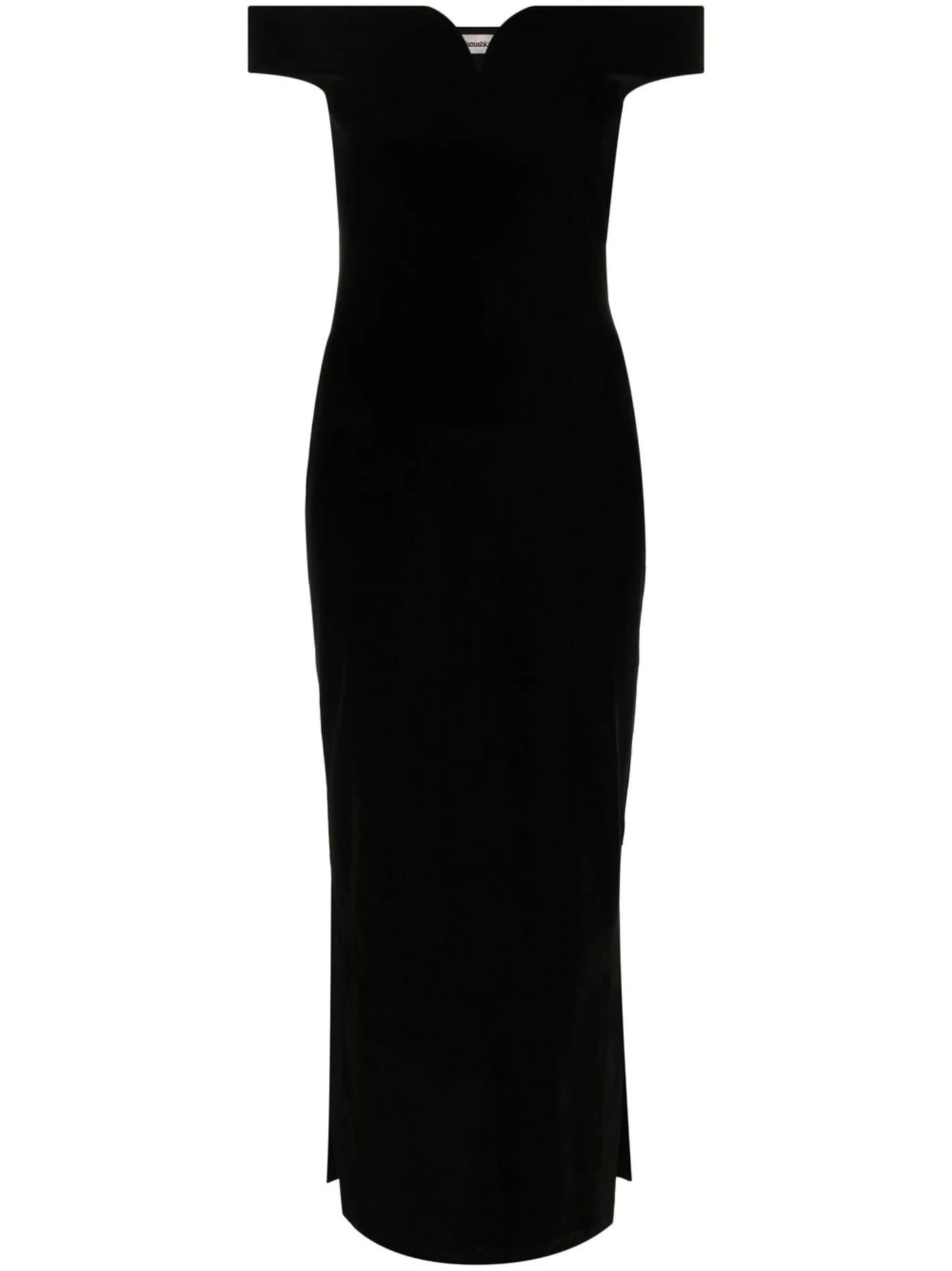 off-shoulder fitted midi dress