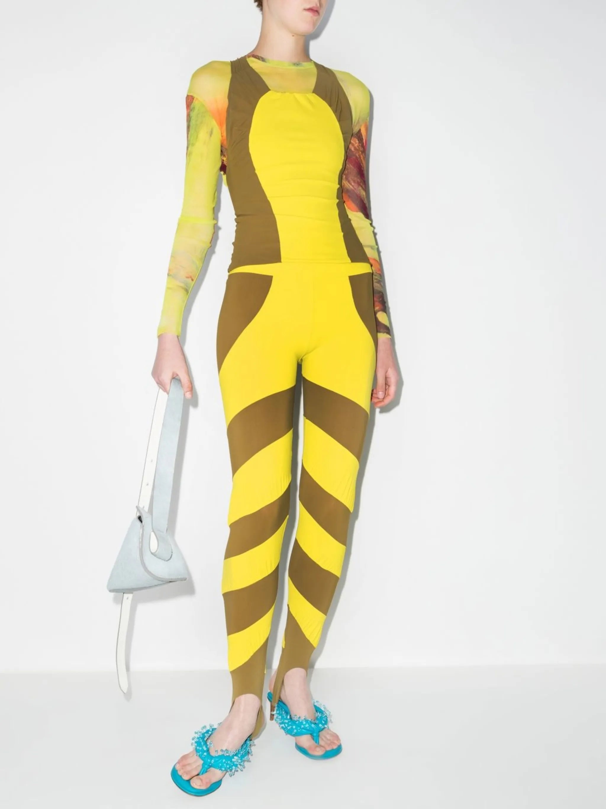 striped two-tone leggings
