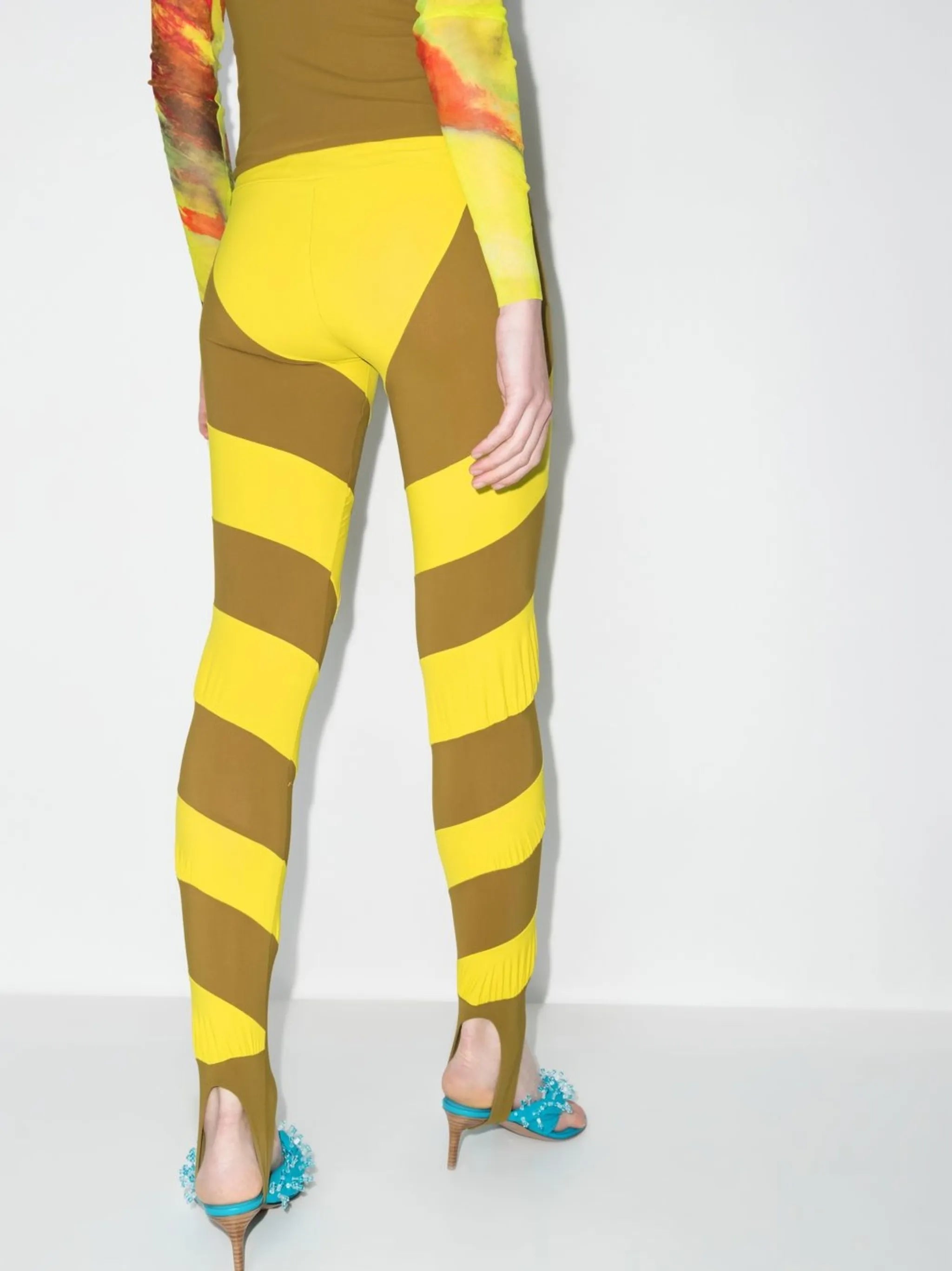 striped two-tone leggings
