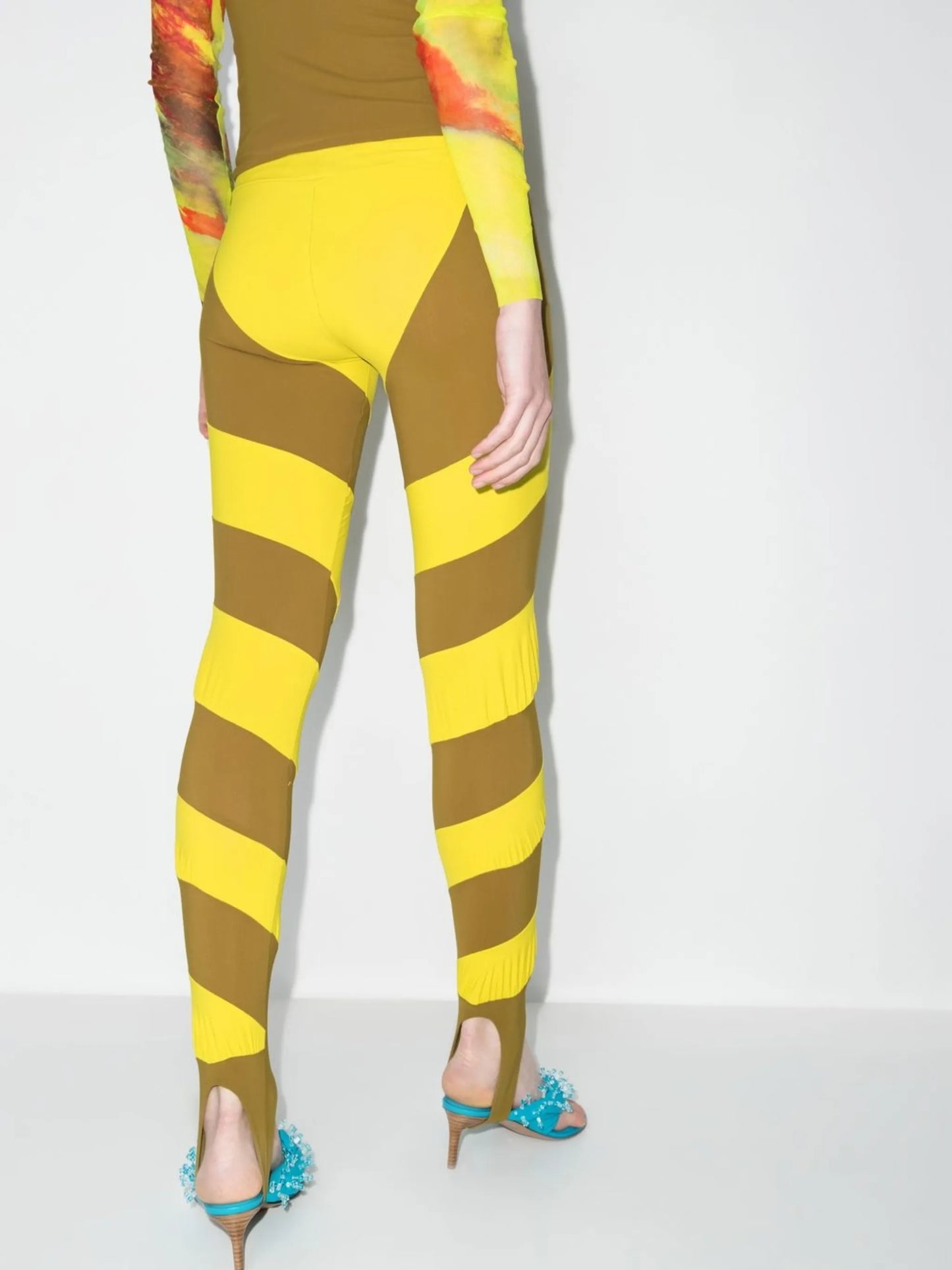 striped two-tone leggings