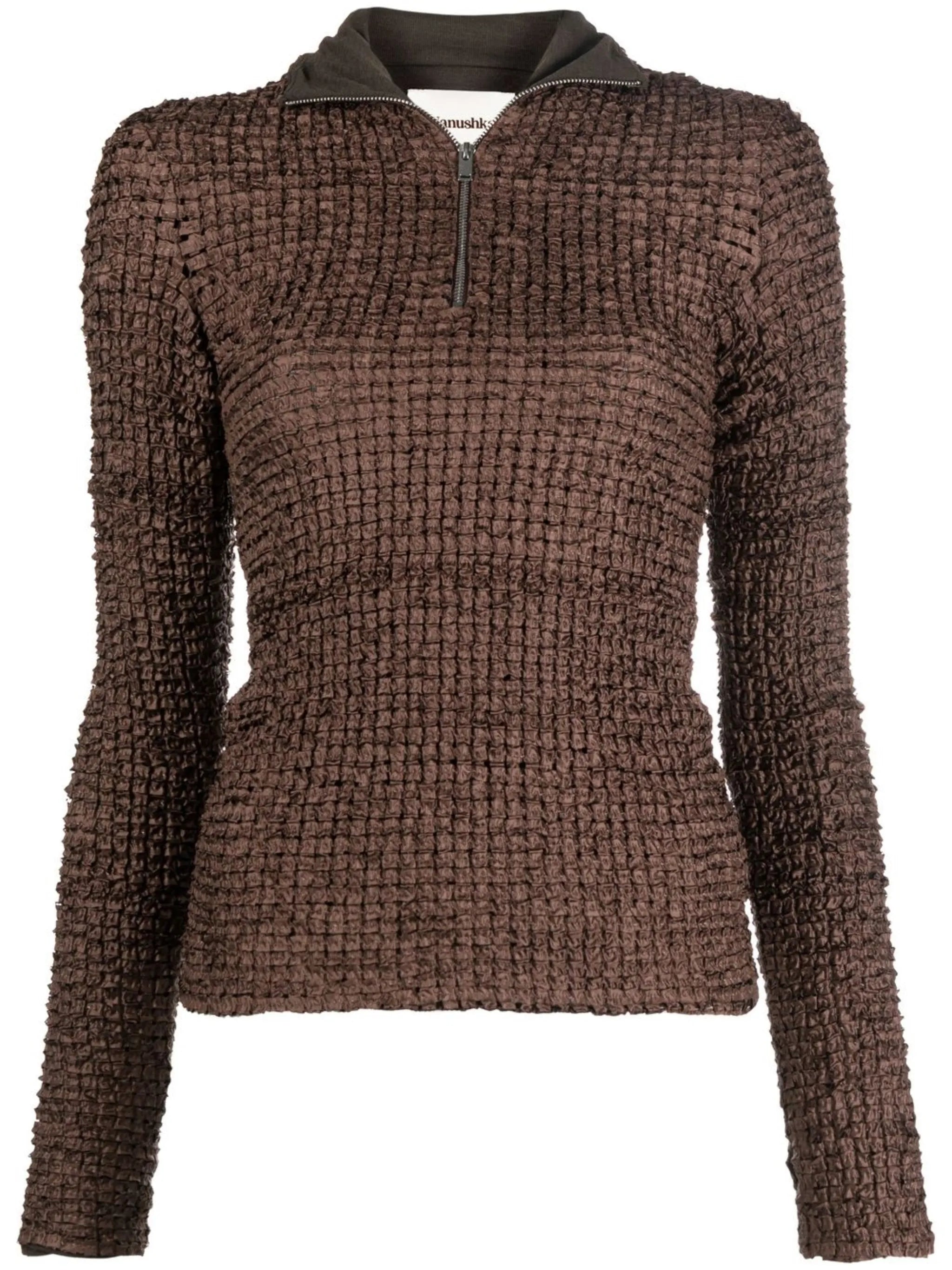 half-zip textured top