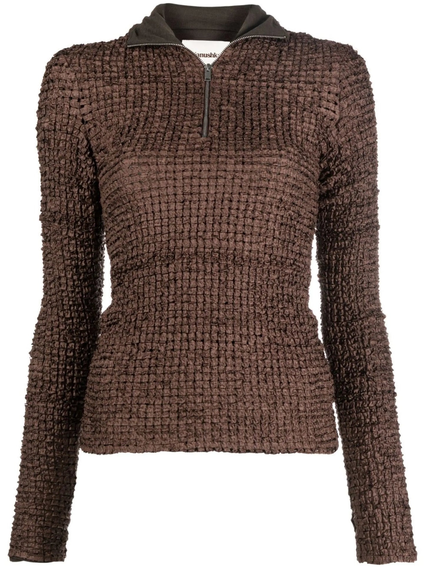 half-zip textured top