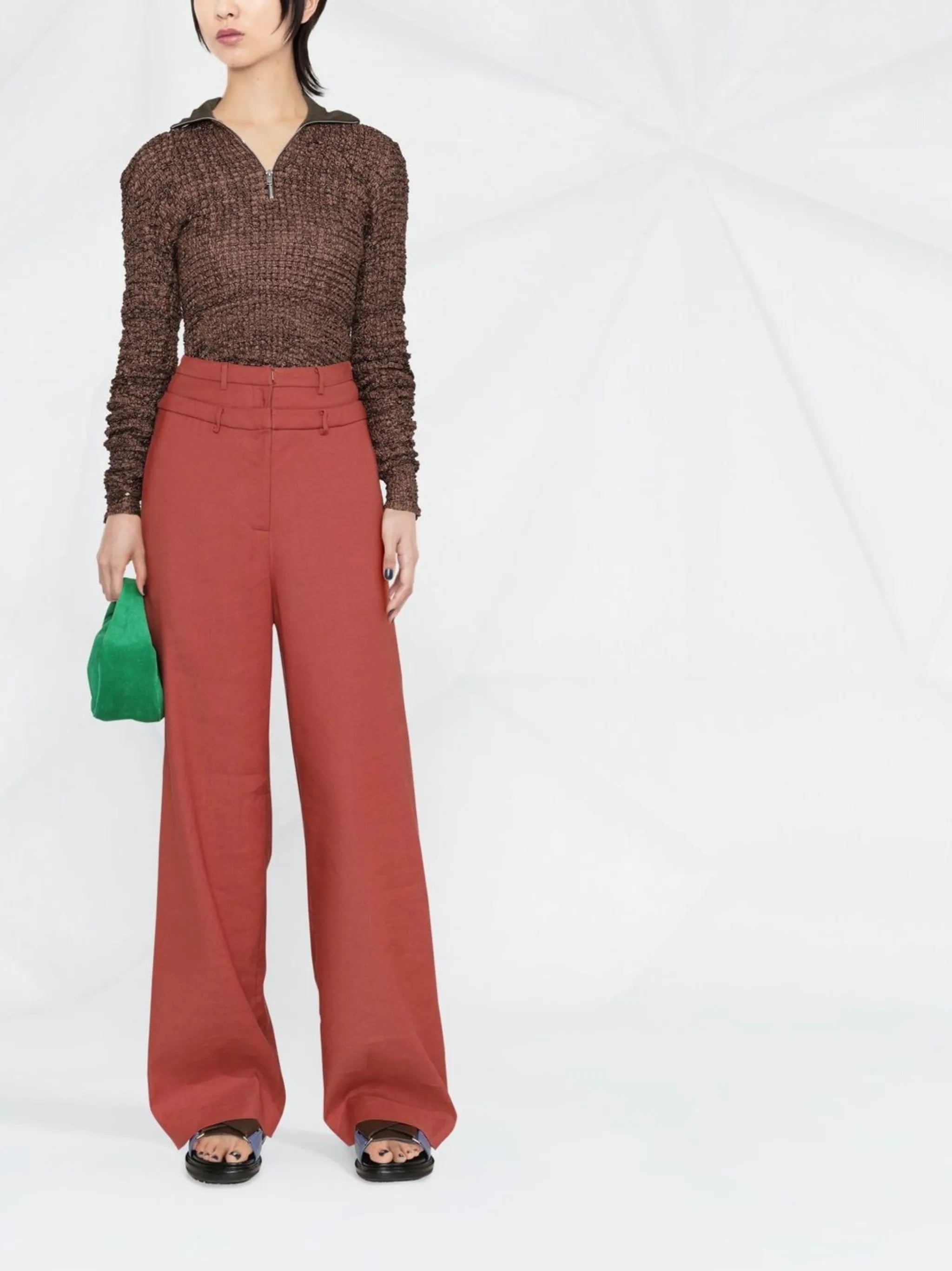 half-zip textured top