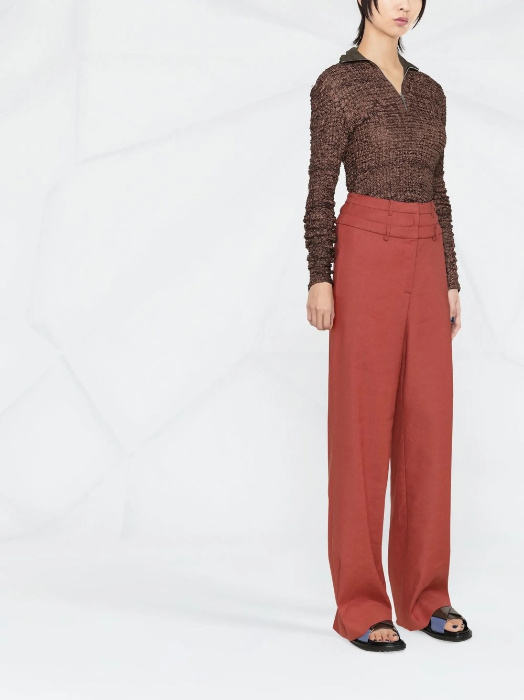 half-zip textured top