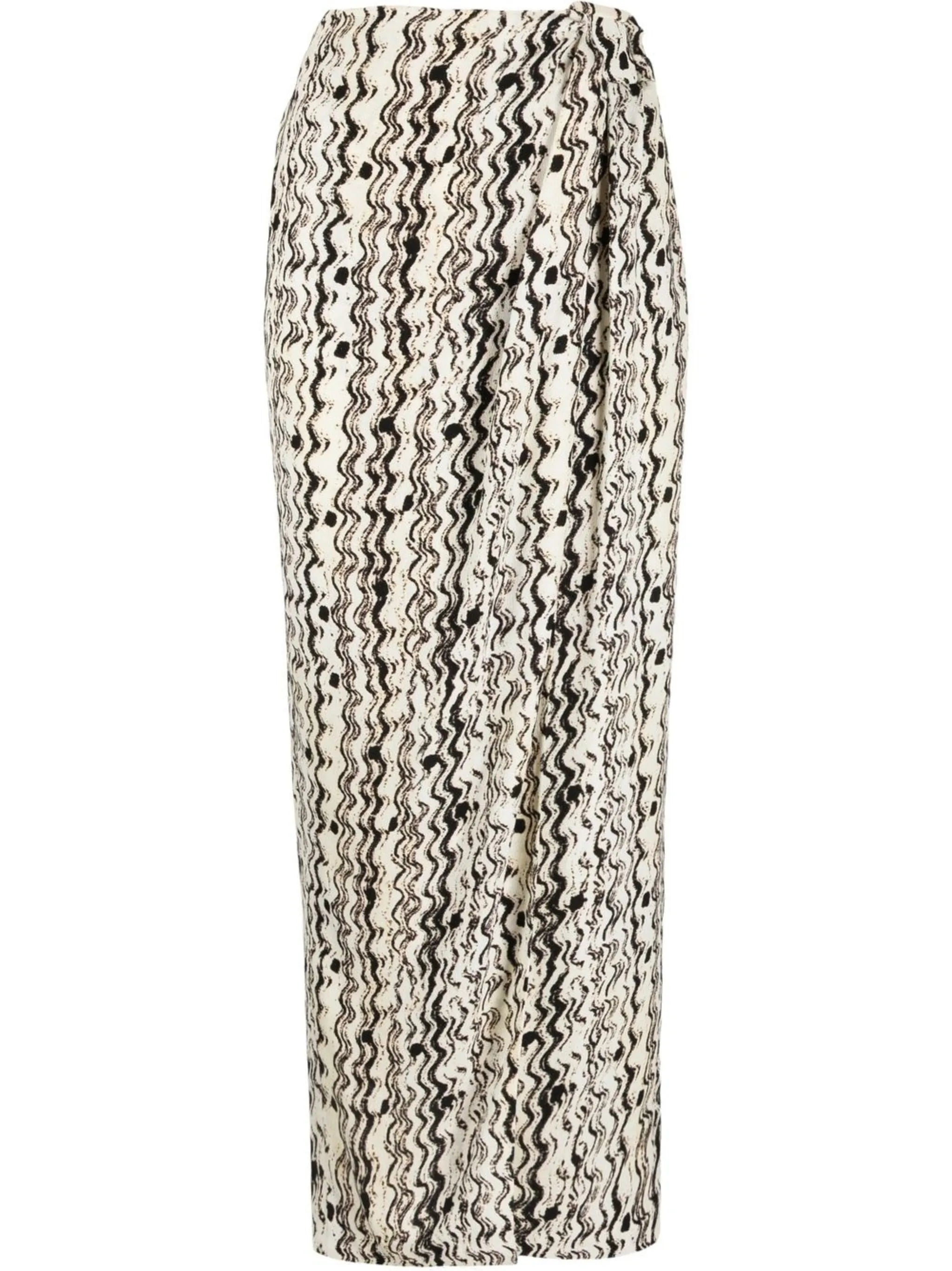 optic-wave draped-front skirt