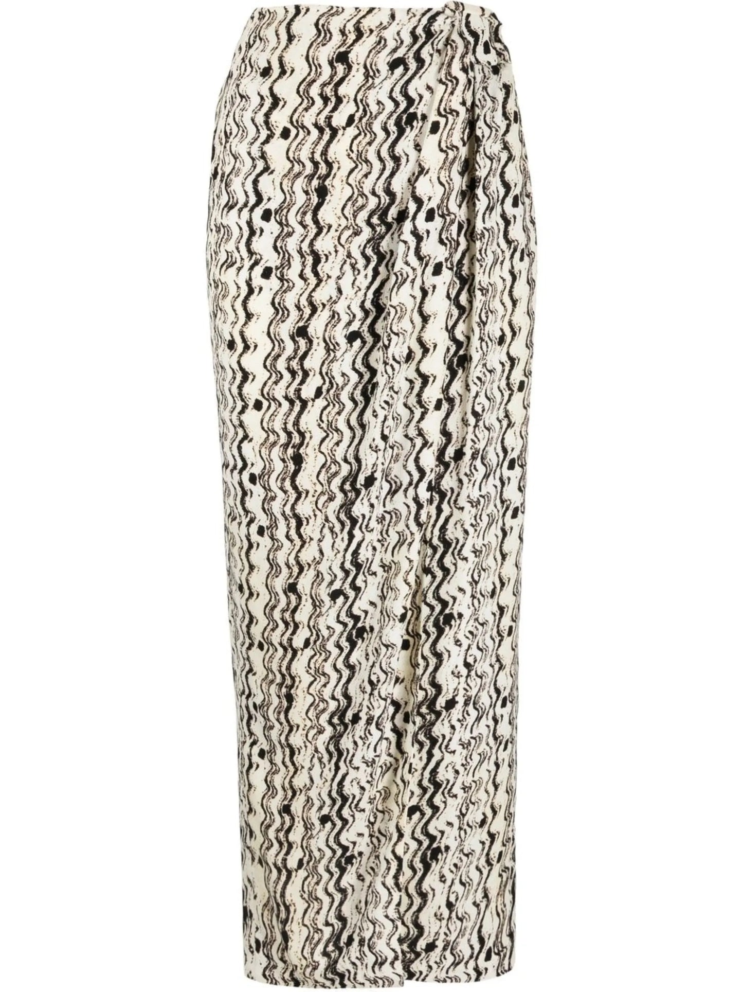 optic-wave draped-front skirt