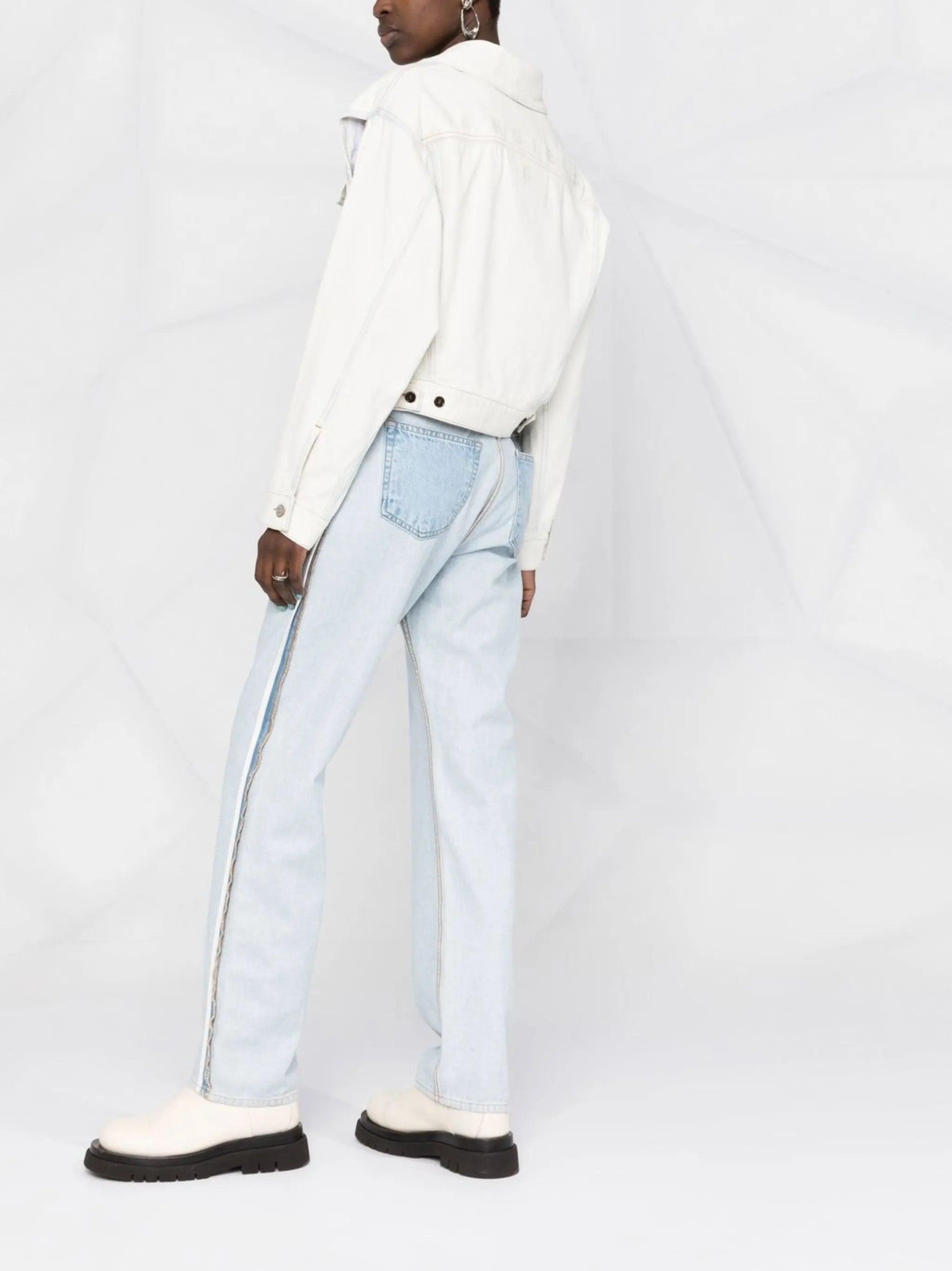 contrasting cropped denim jacket