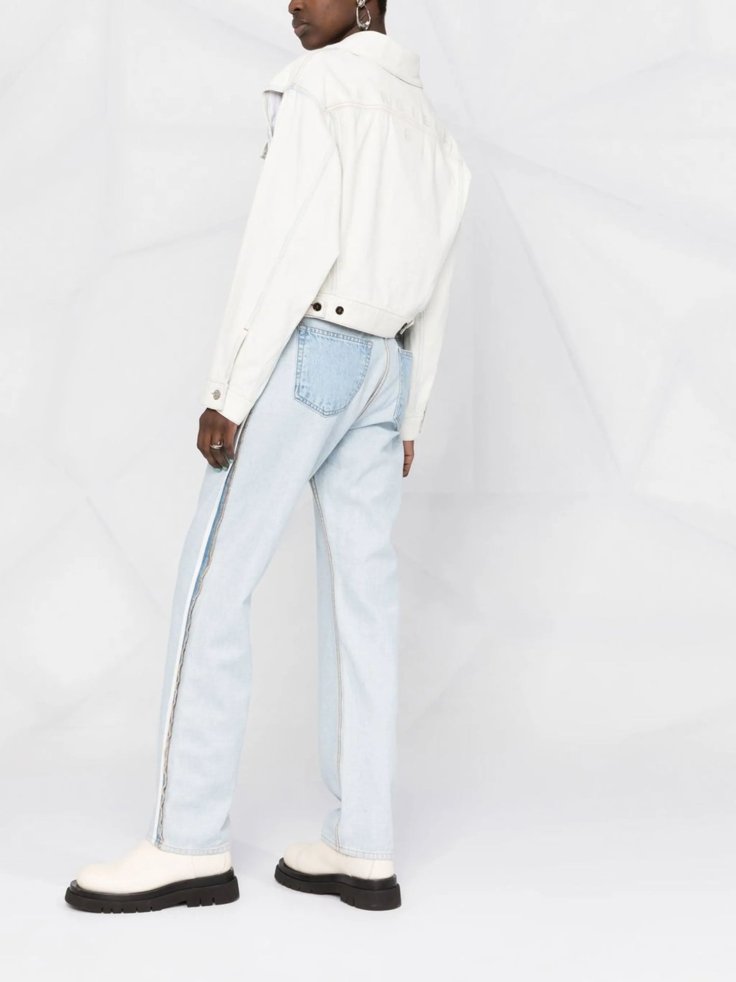 contrasting cropped denim jacket