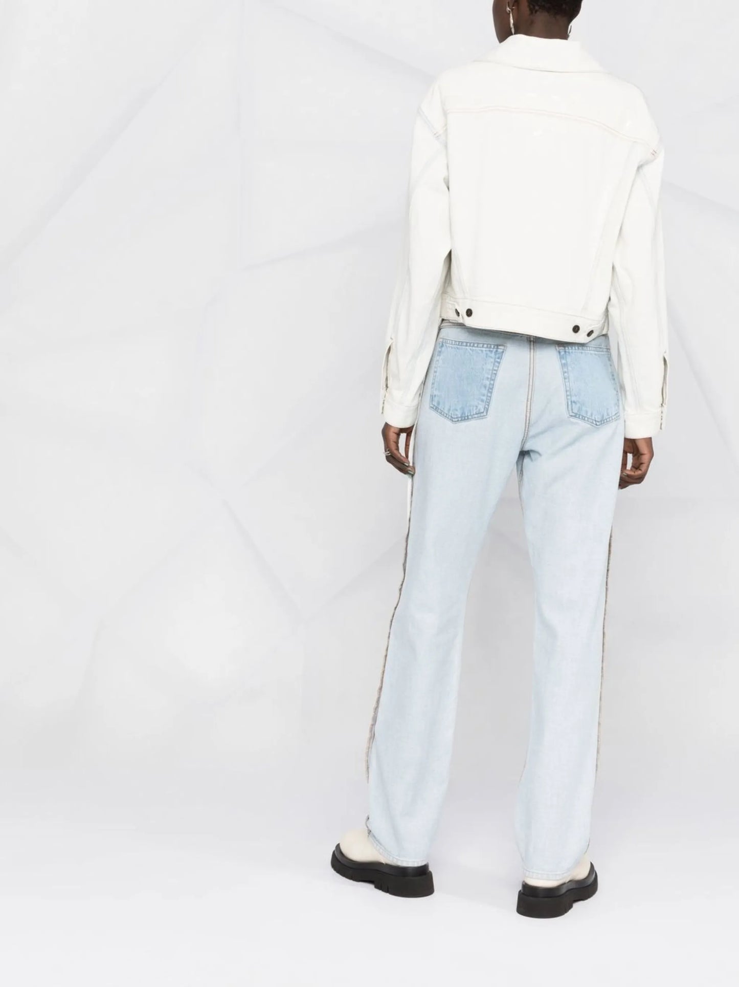 contrasting cropped denim jacket