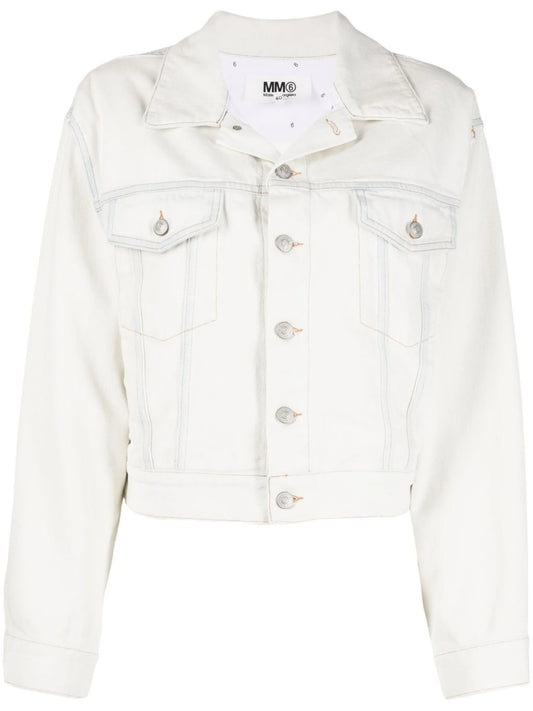 contrasting cropped denim jacket