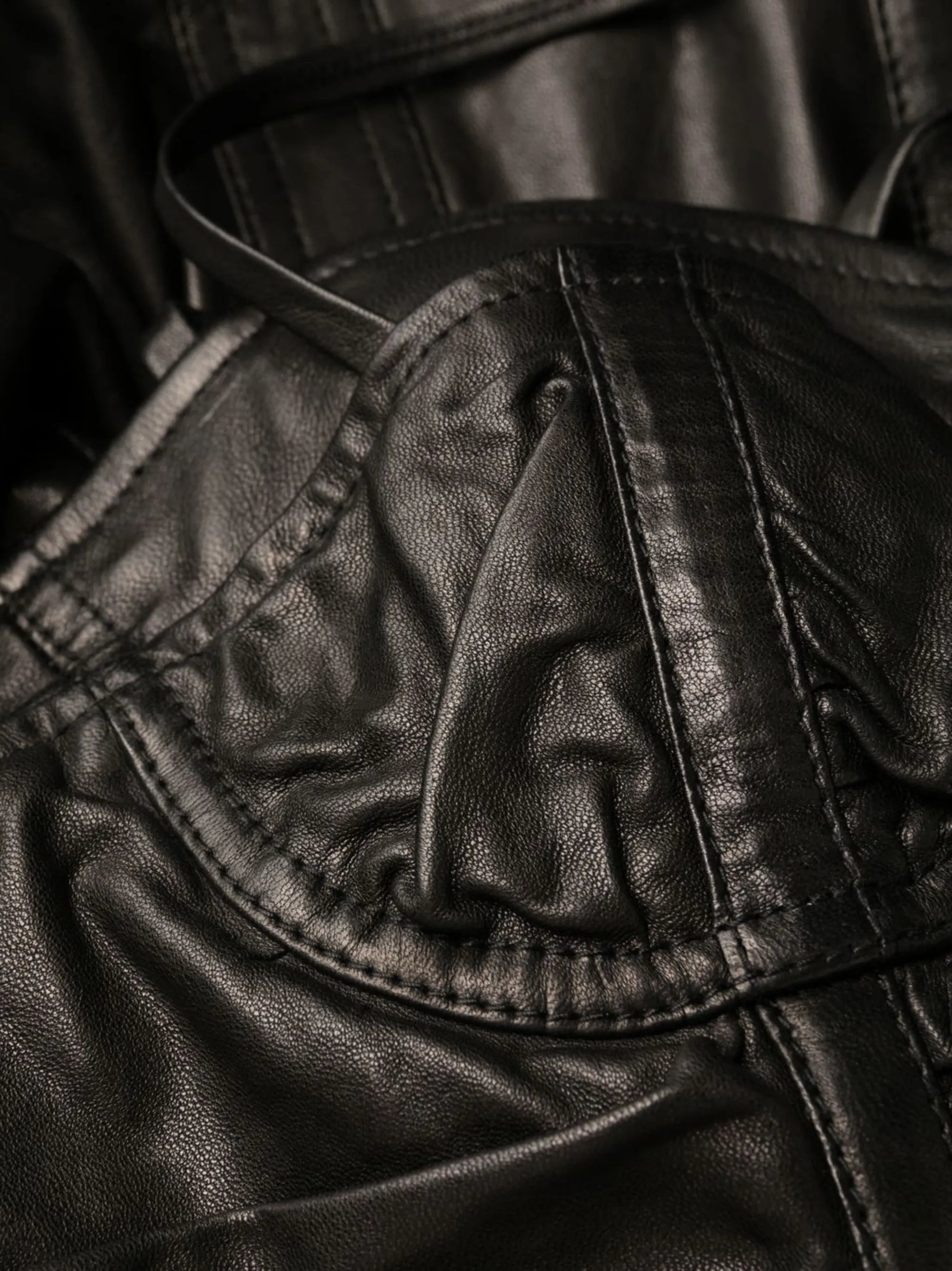 gathered leather mini-dress