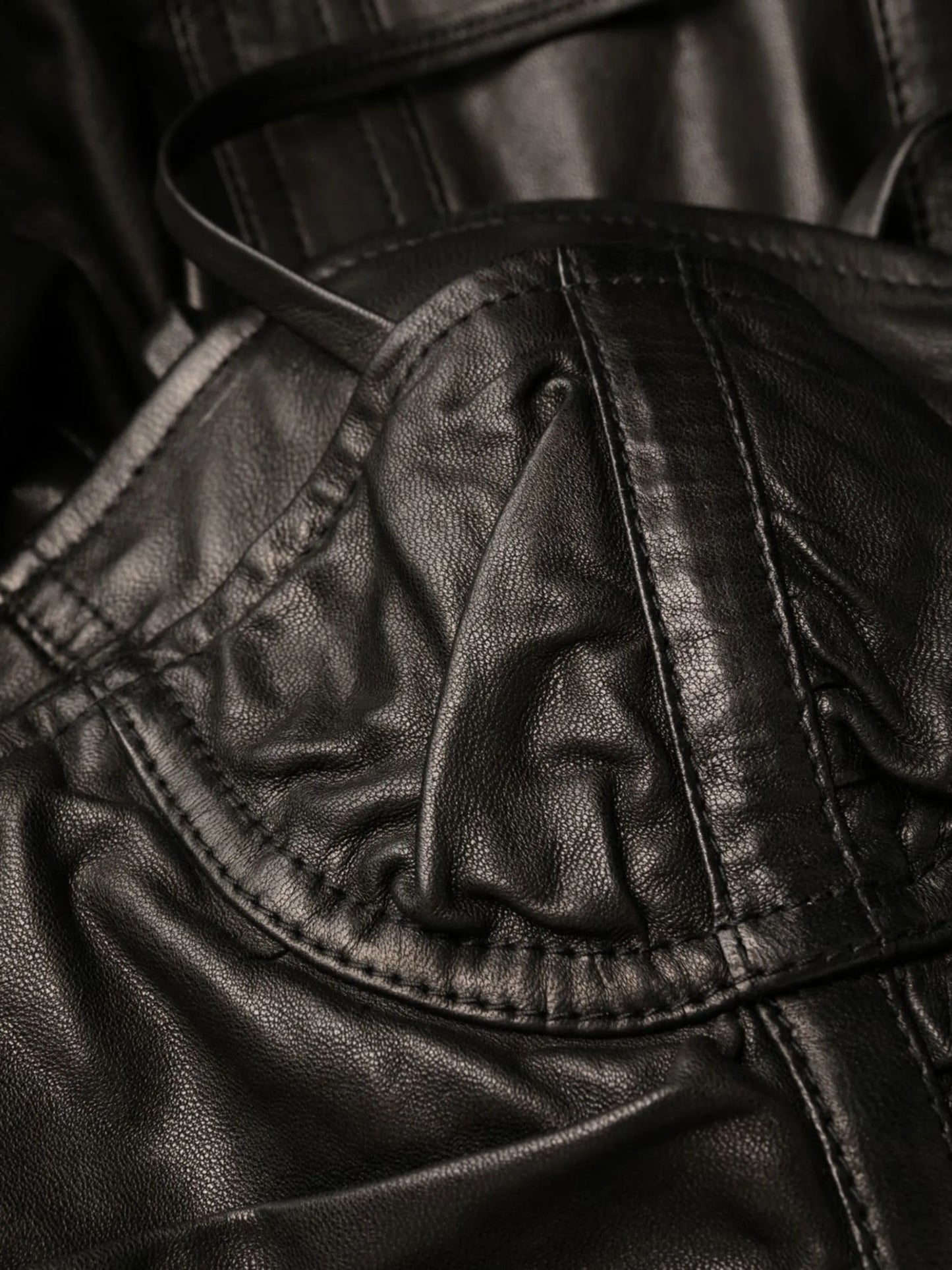 gathered leather mini-dress