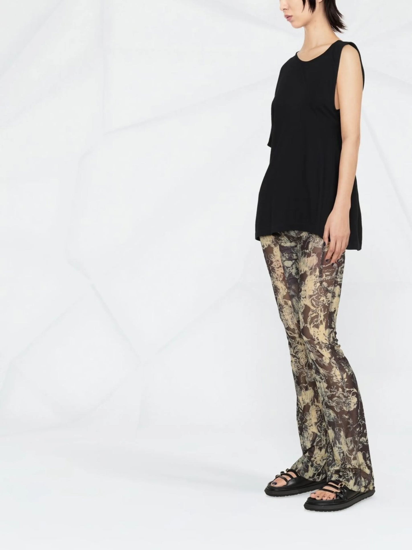 floral-print high-waisted trousers
