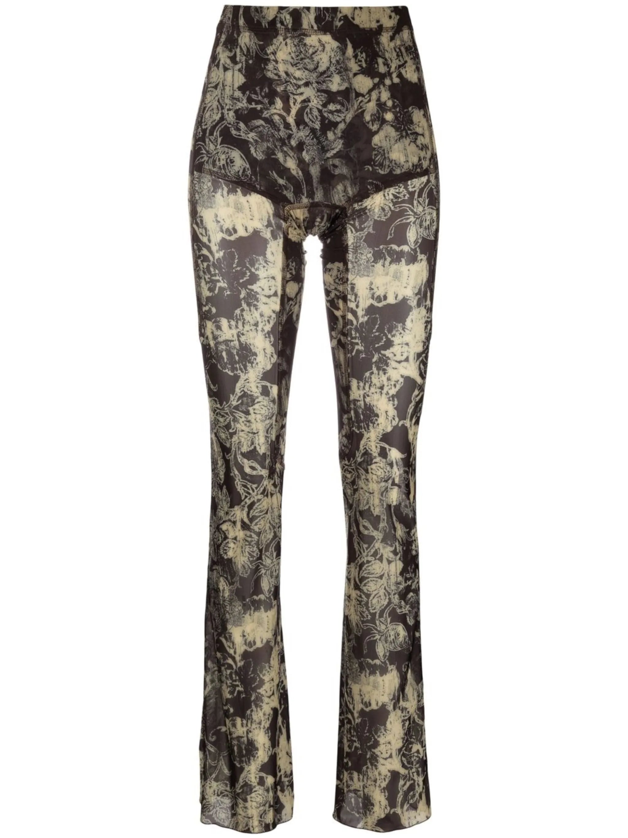 floral-print high-waisted trousers