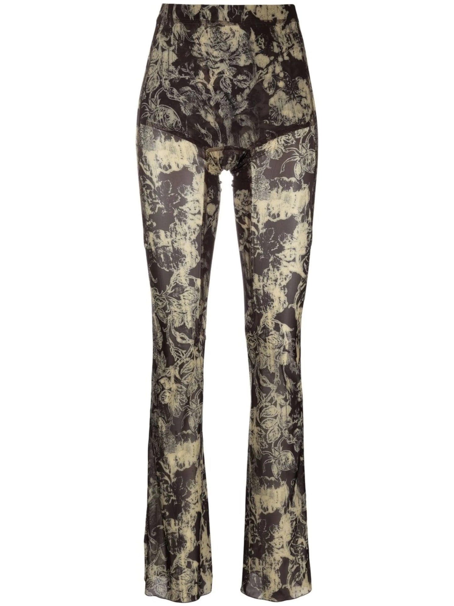 floral-print high-waisted trousers