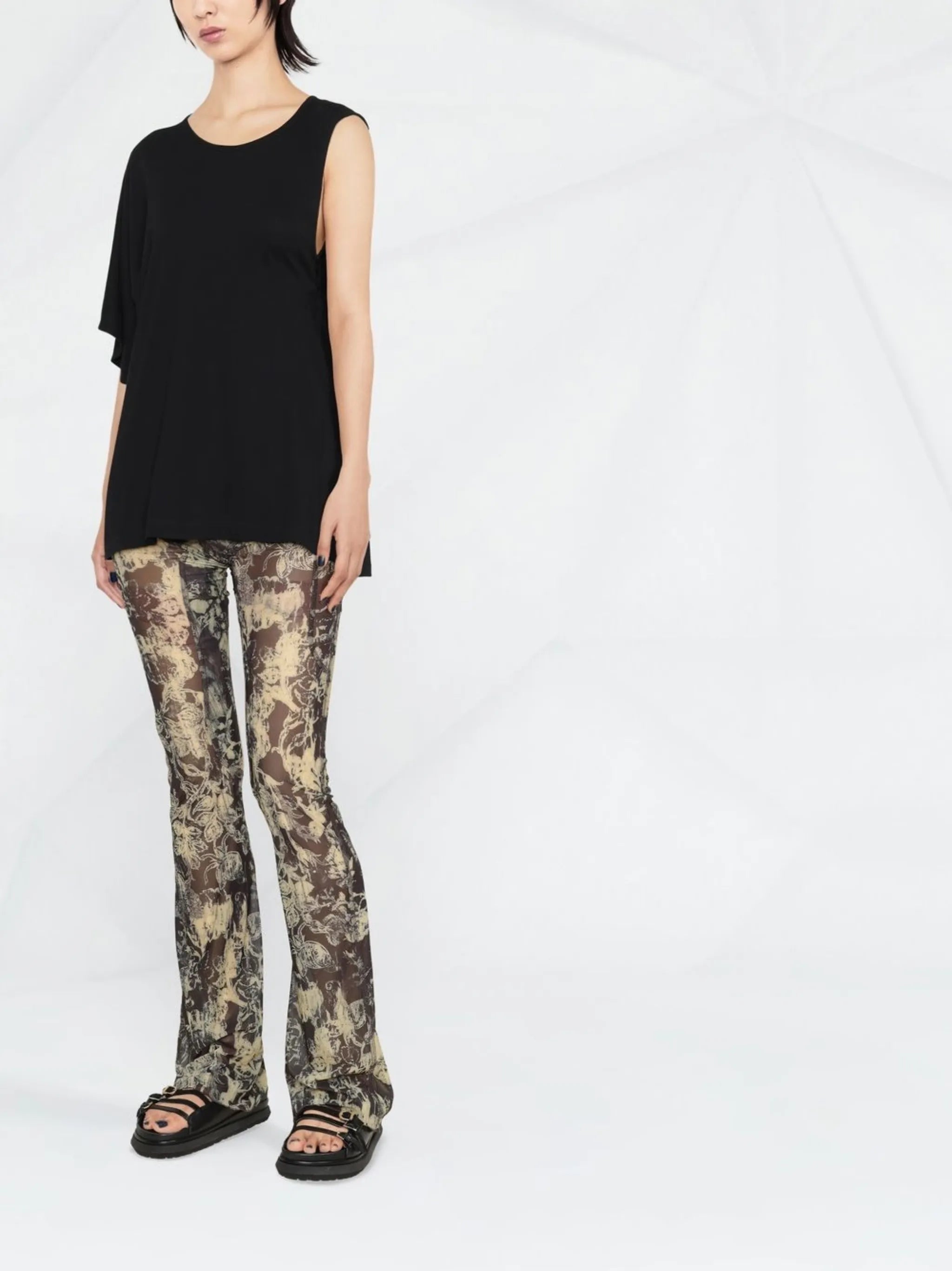 floral-print high-waisted trousers