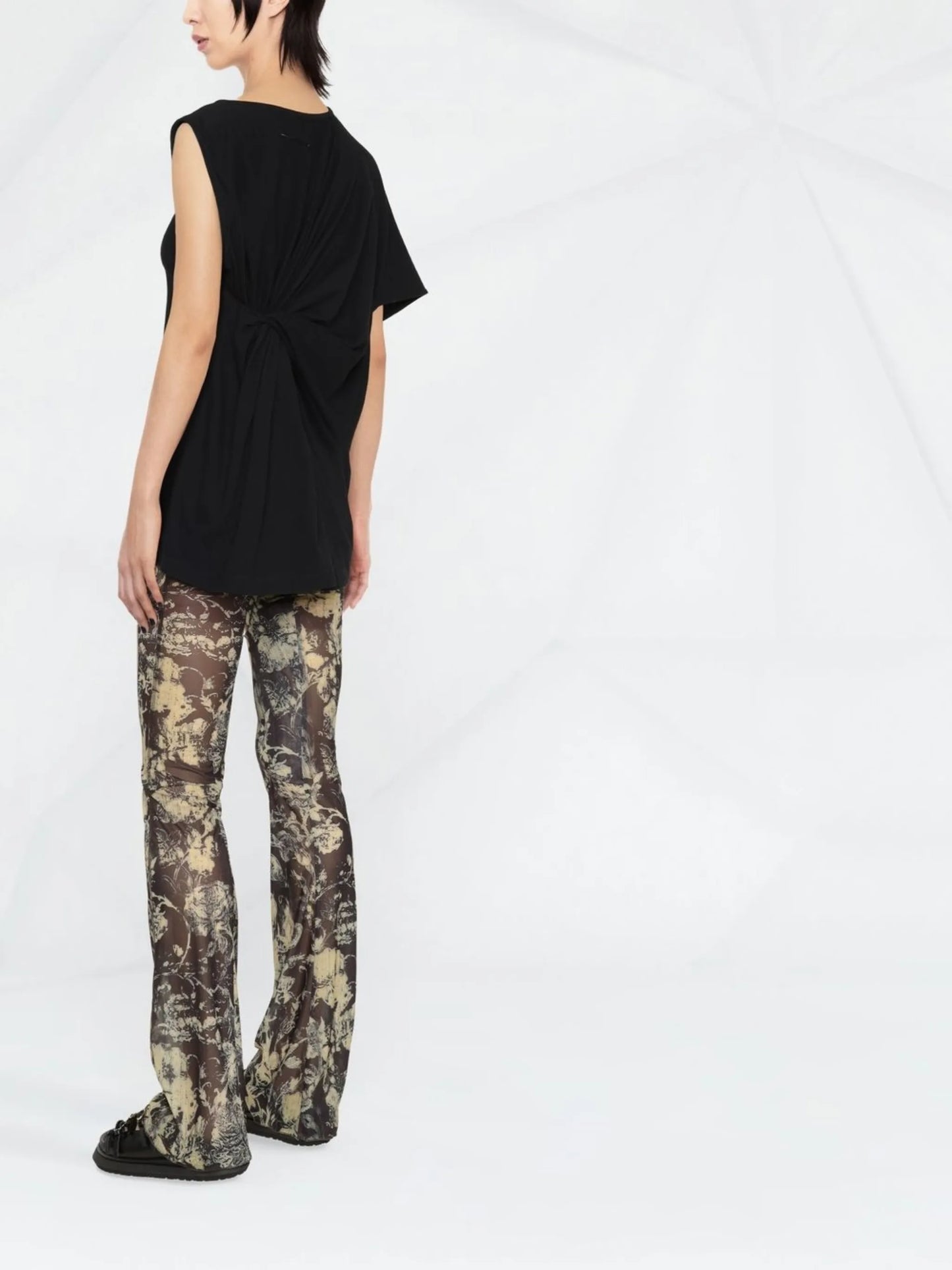 floral-print high-waisted trousers