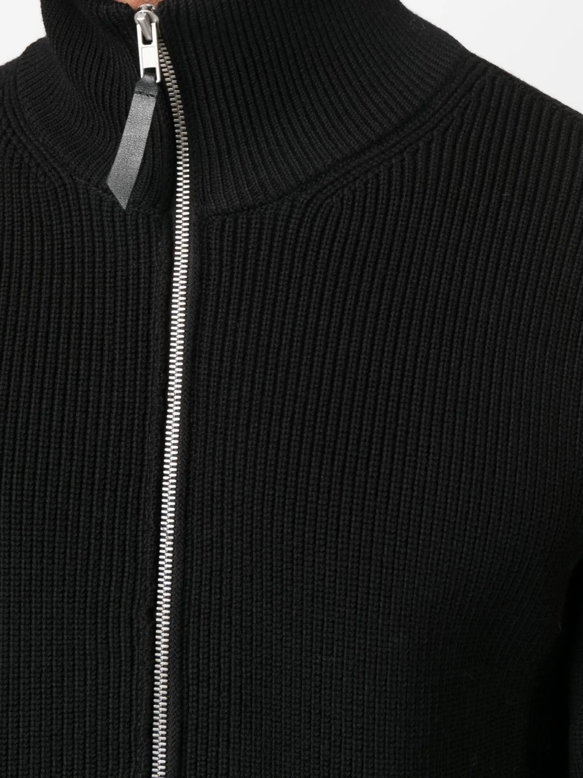 ribbed zip-up cardigan