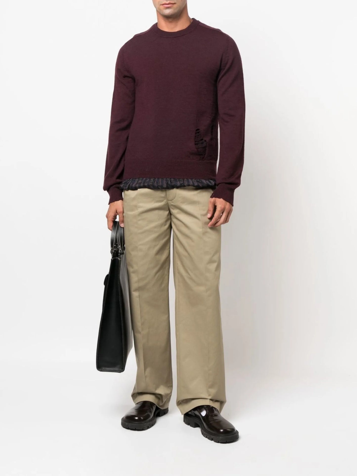 gabardine straight-leg trousers