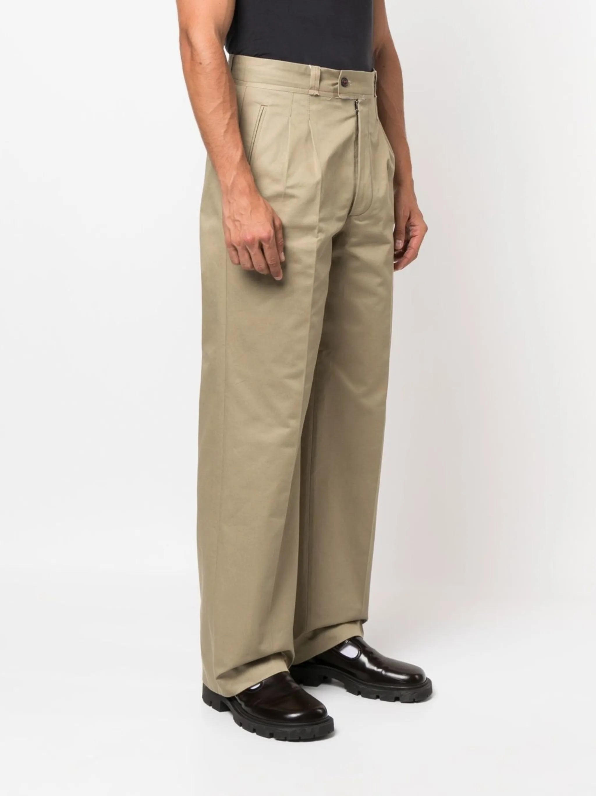 gabardine straight-leg trousers