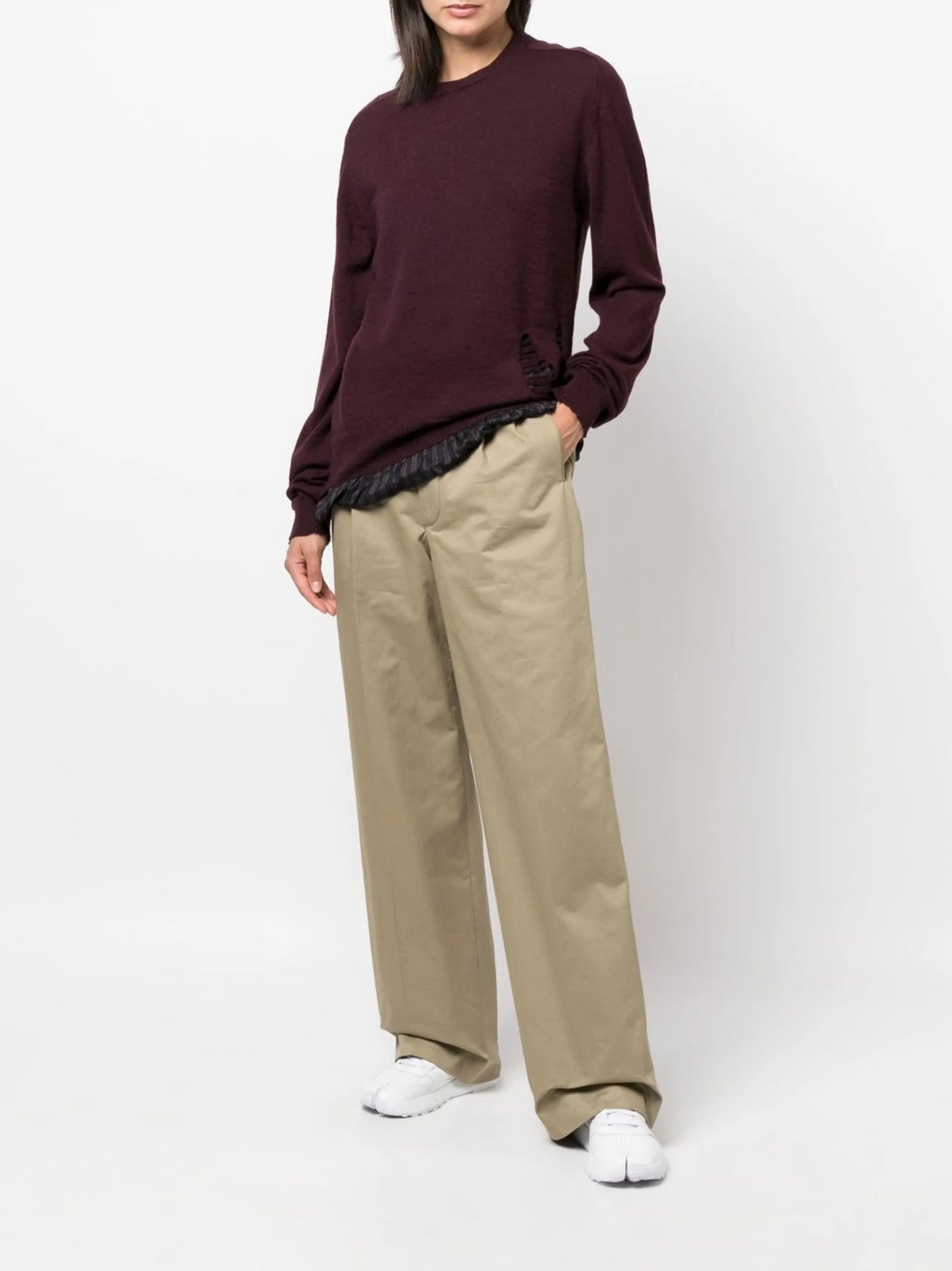 gabardine straight-leg trousers