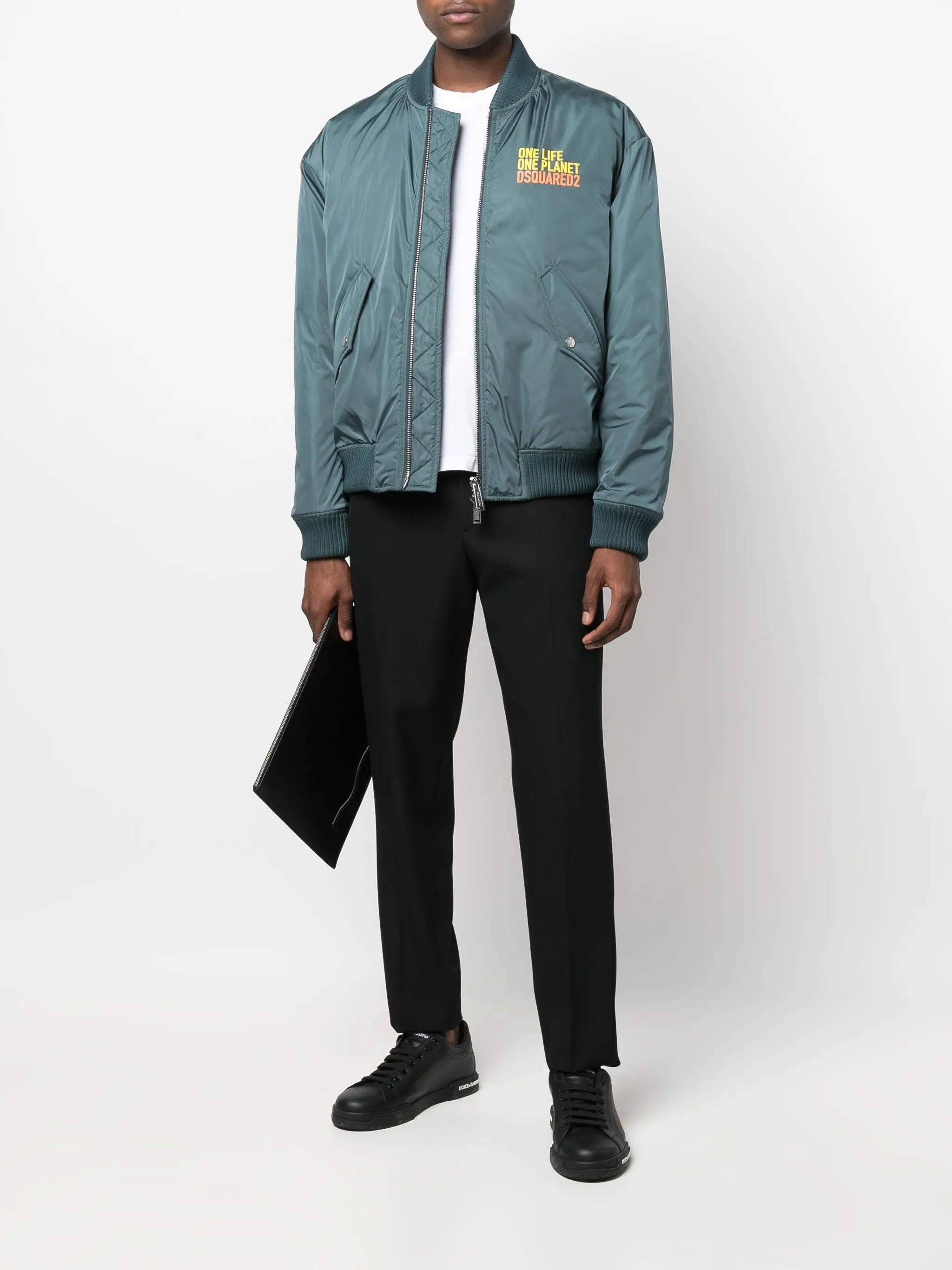 slogan-print bomber jacket
