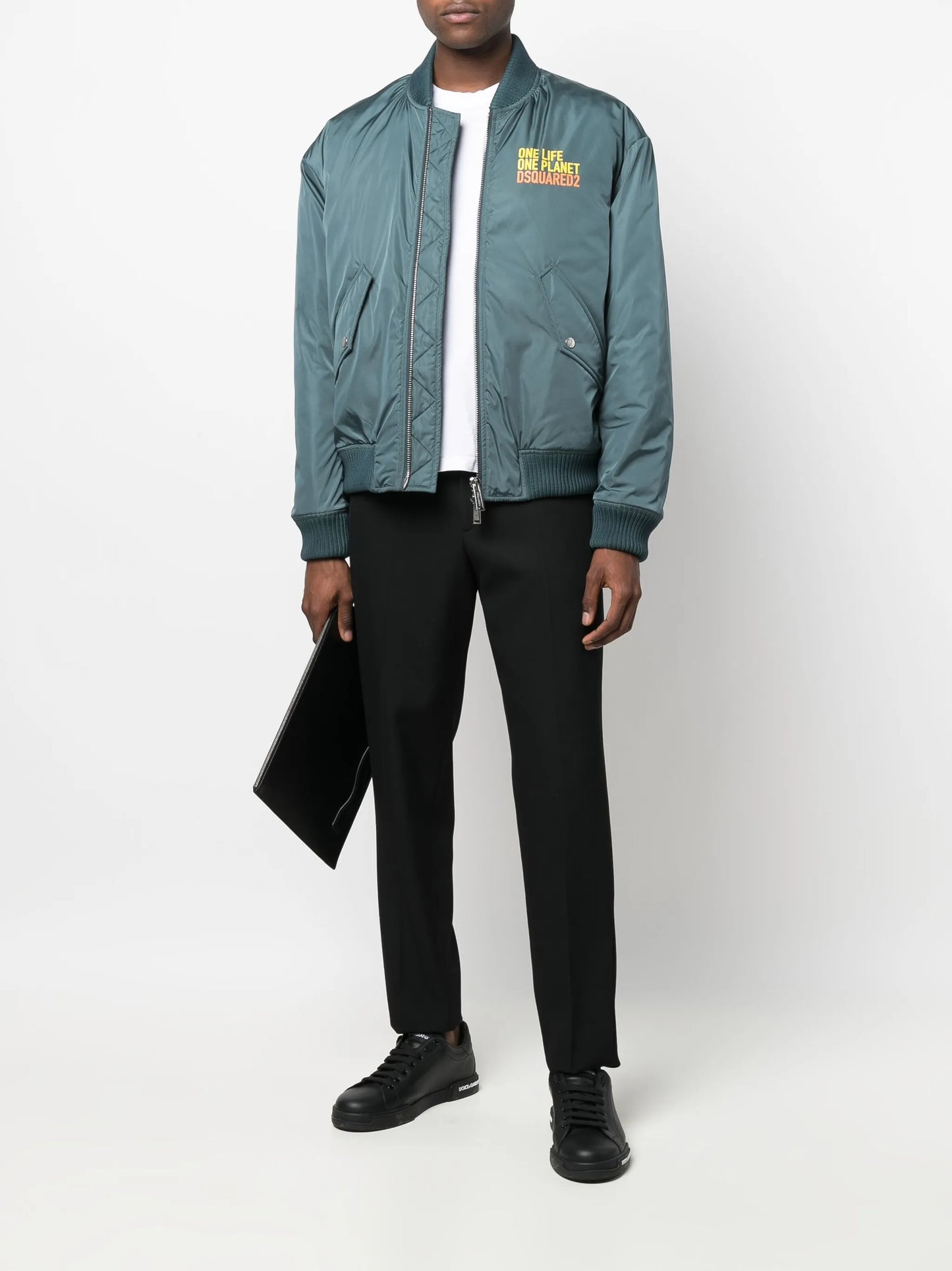 slogan-print bomber jacket