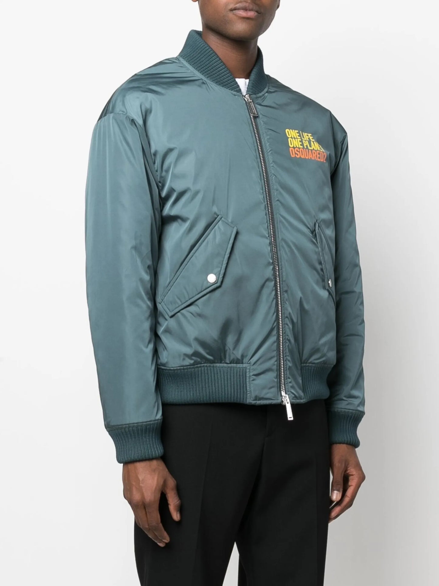 slogan-print bomber jacket