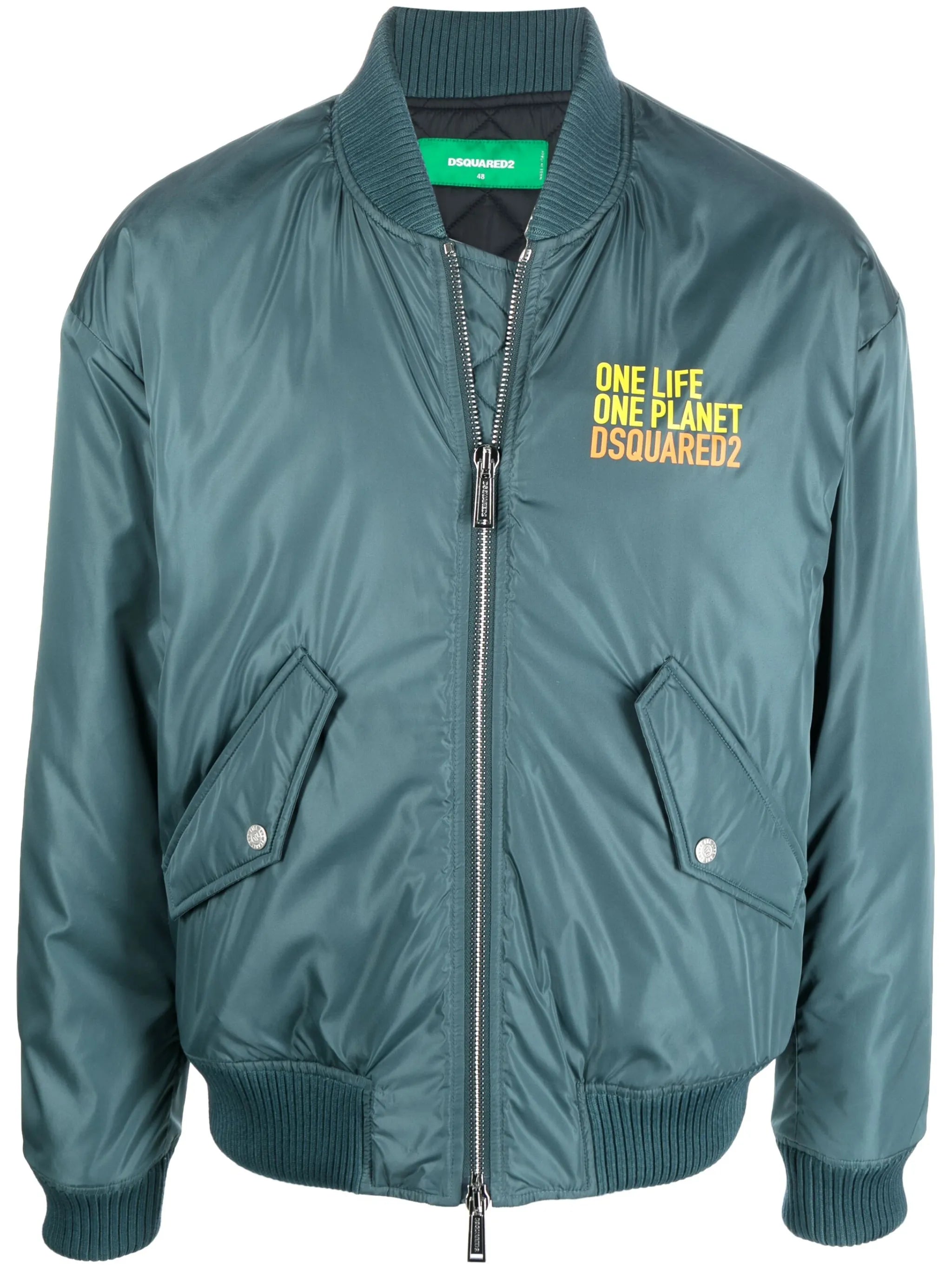 slogan-print bomber jacket