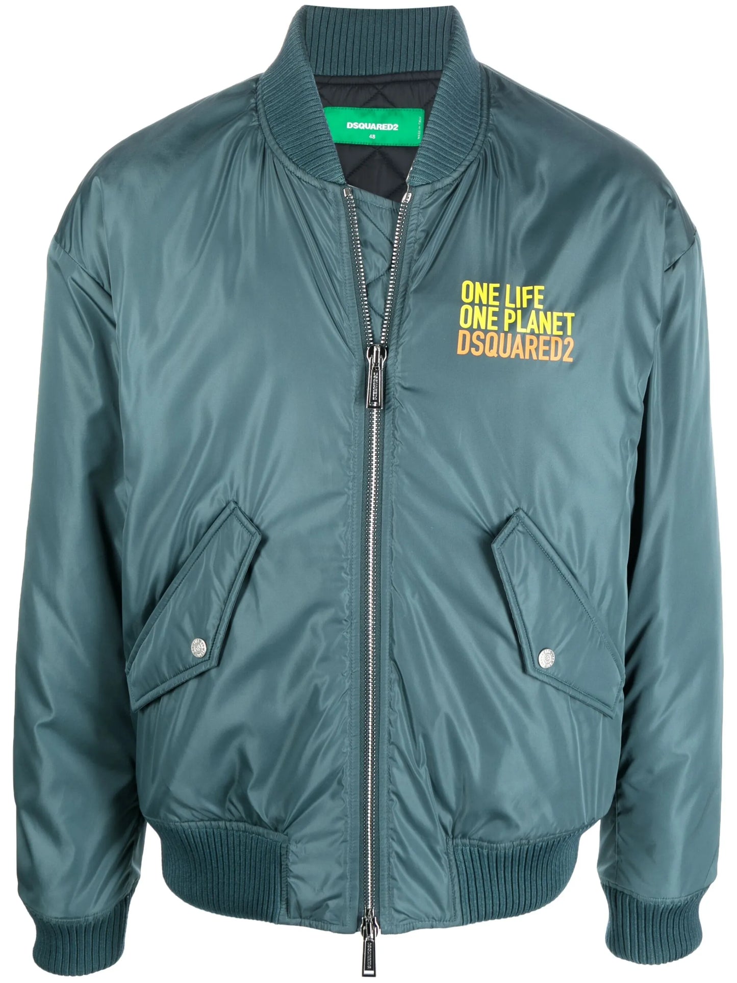 slogan-print bomber jacket