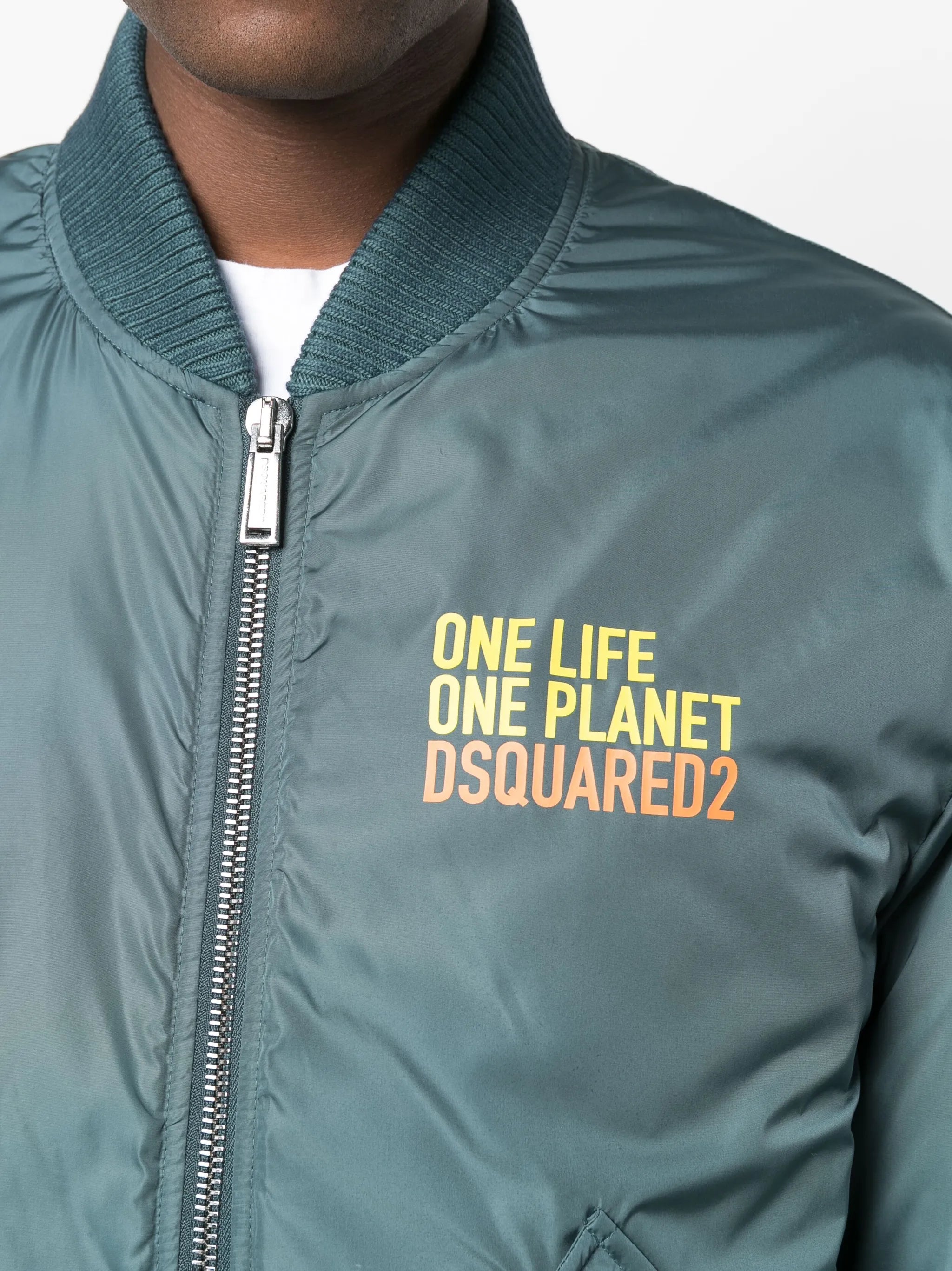 slogan-print bomber jacket