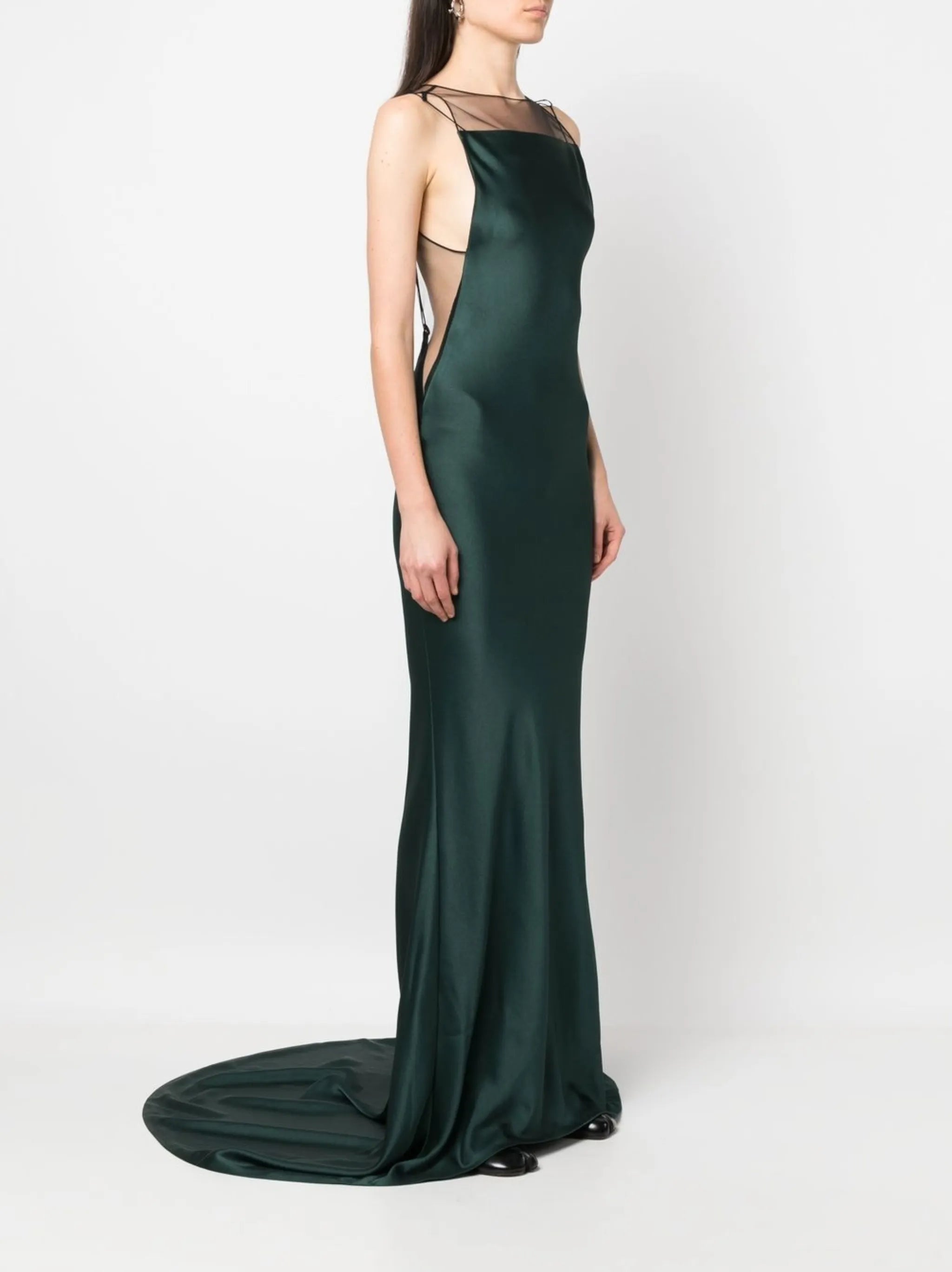 satin fishtail gown