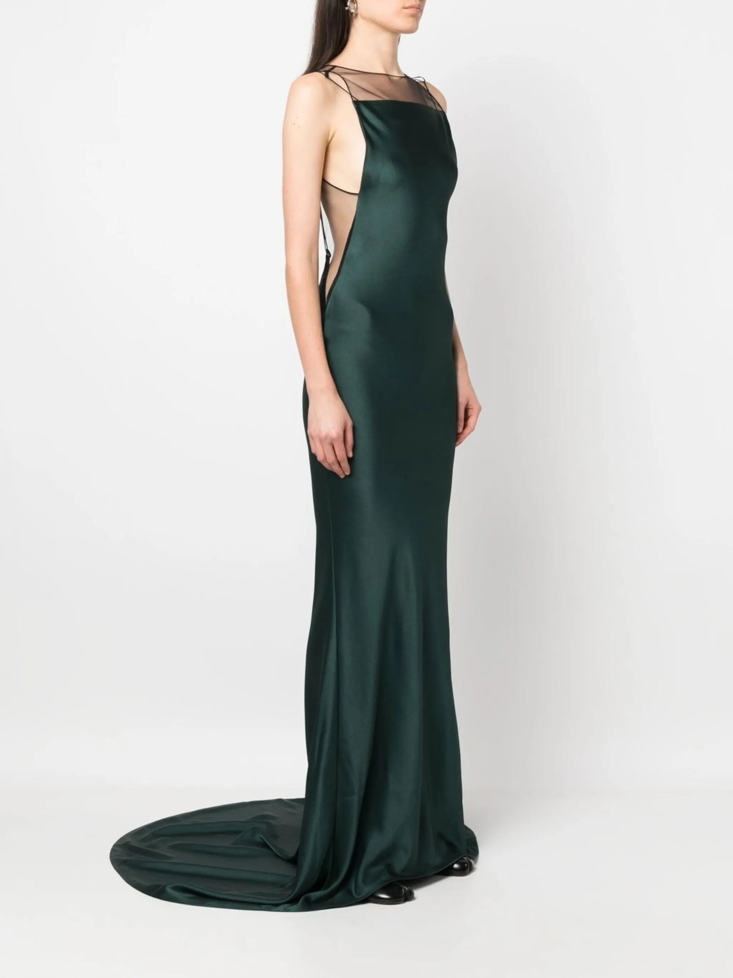 satin fishtail gown