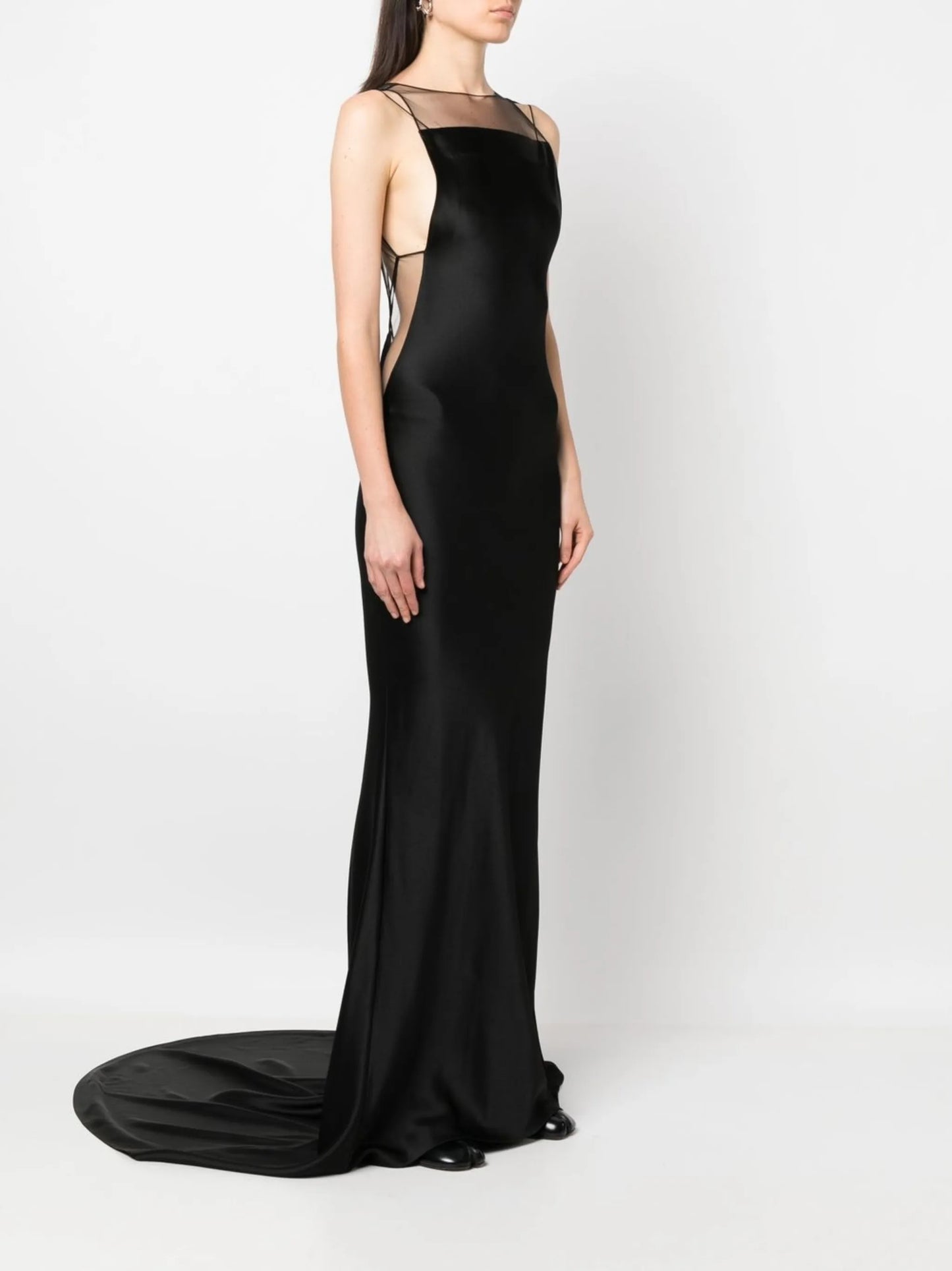 satin fishtail gown