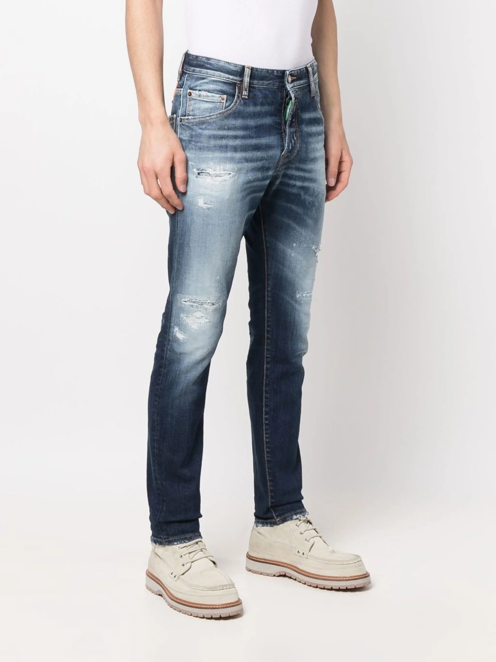 distressed-effect slim jeans
