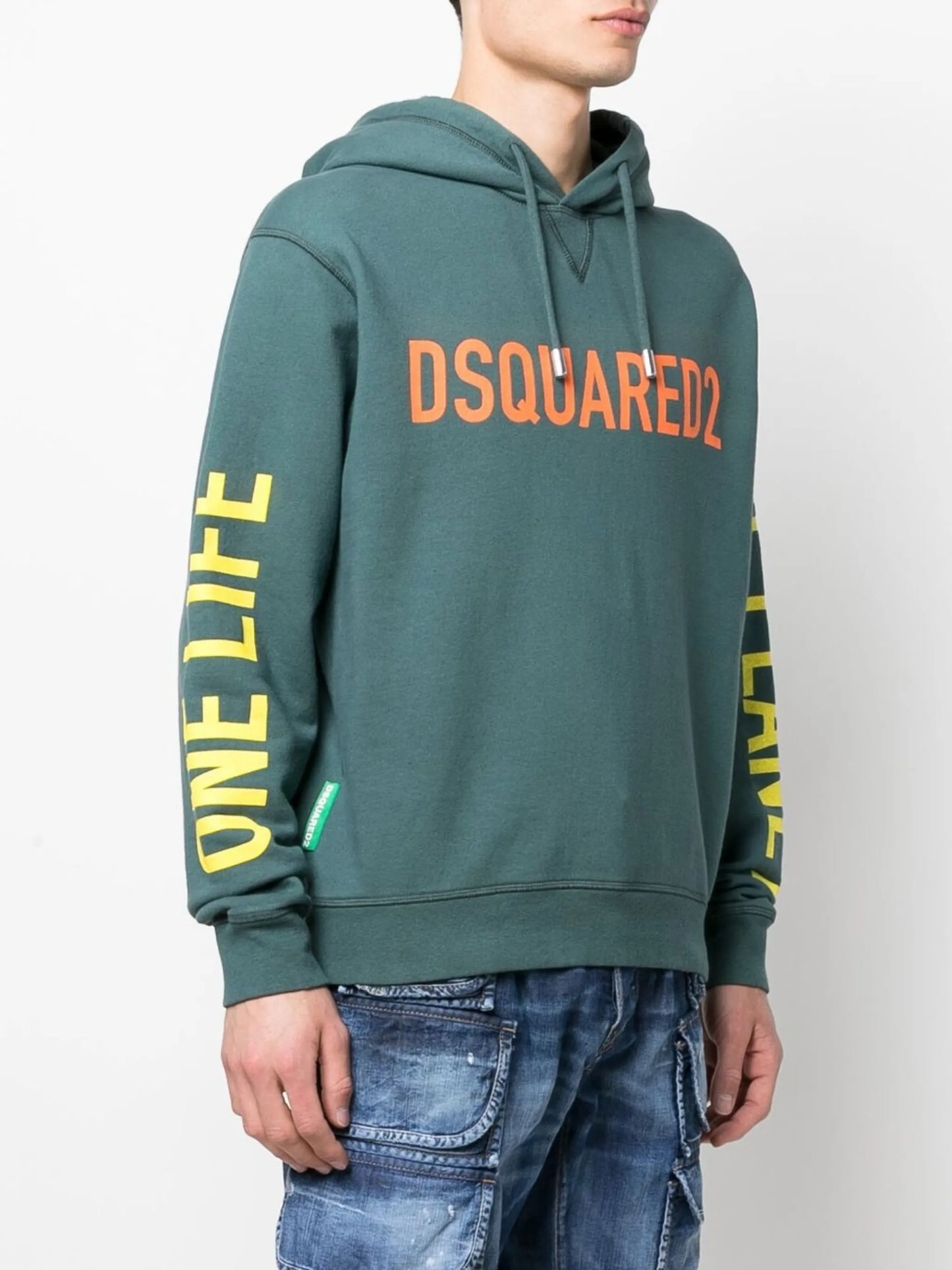 slogan-print cotton hoodie