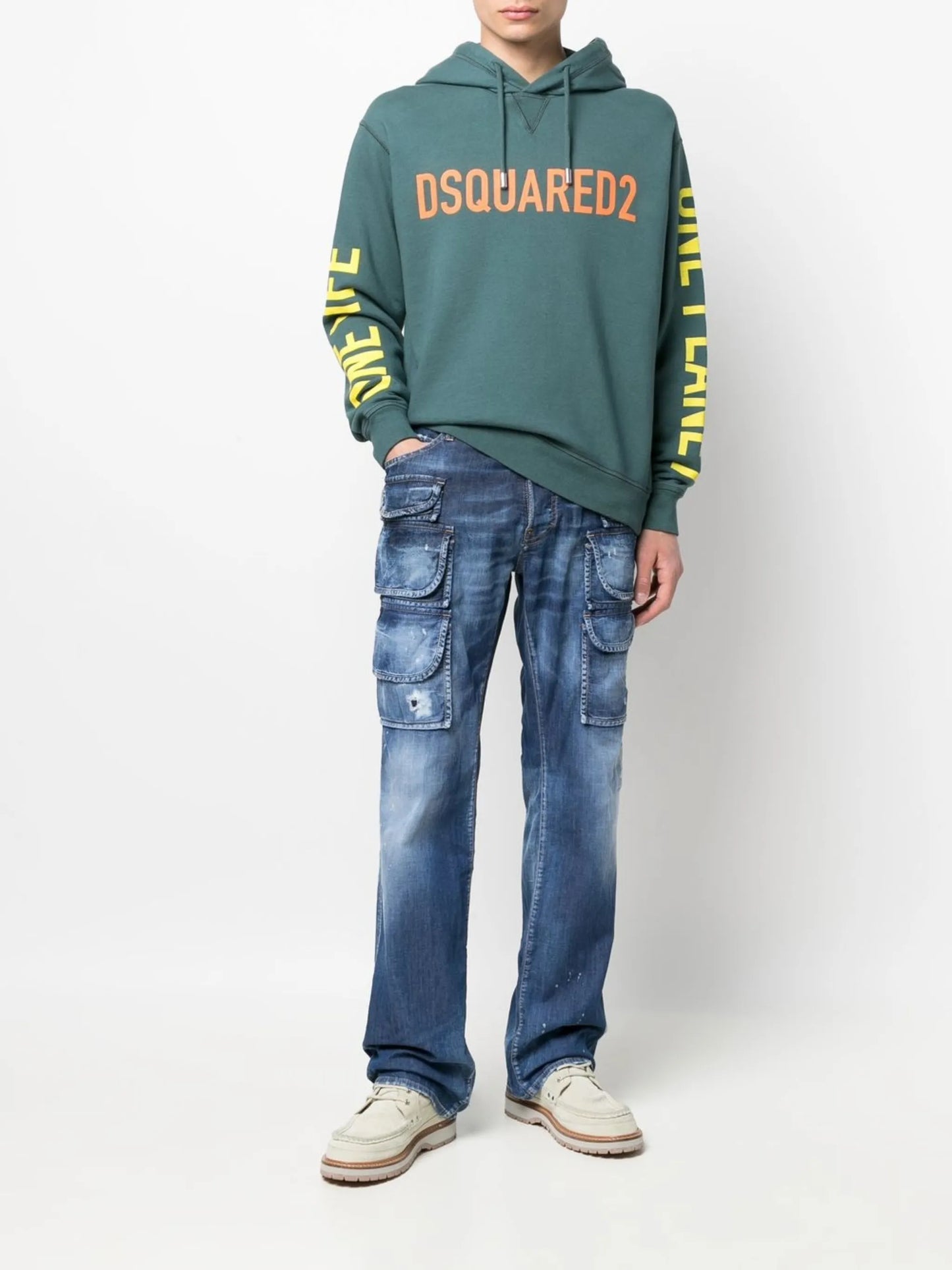 slogan-print cotton hoodie