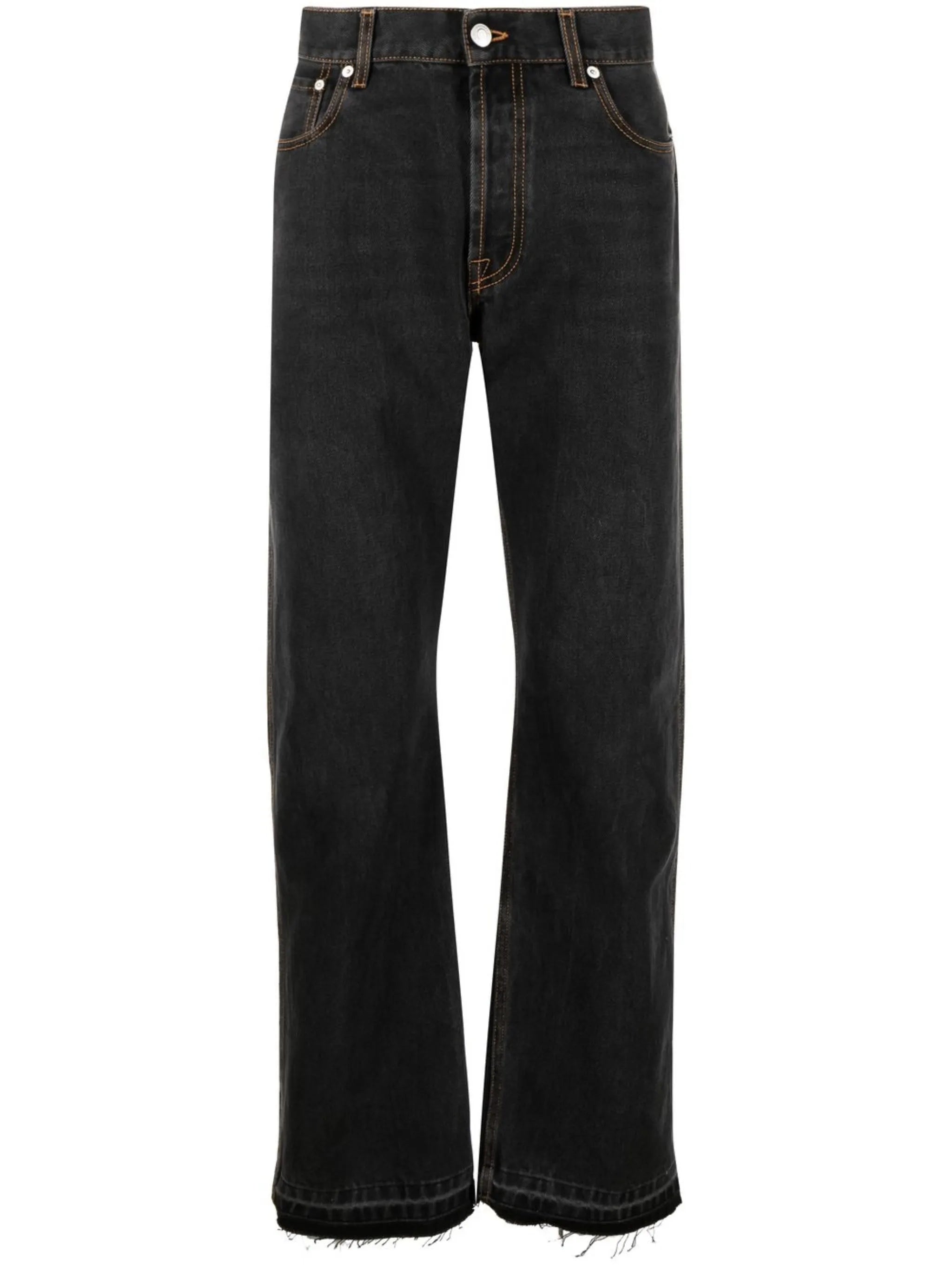 side stripe straight-leg jeans