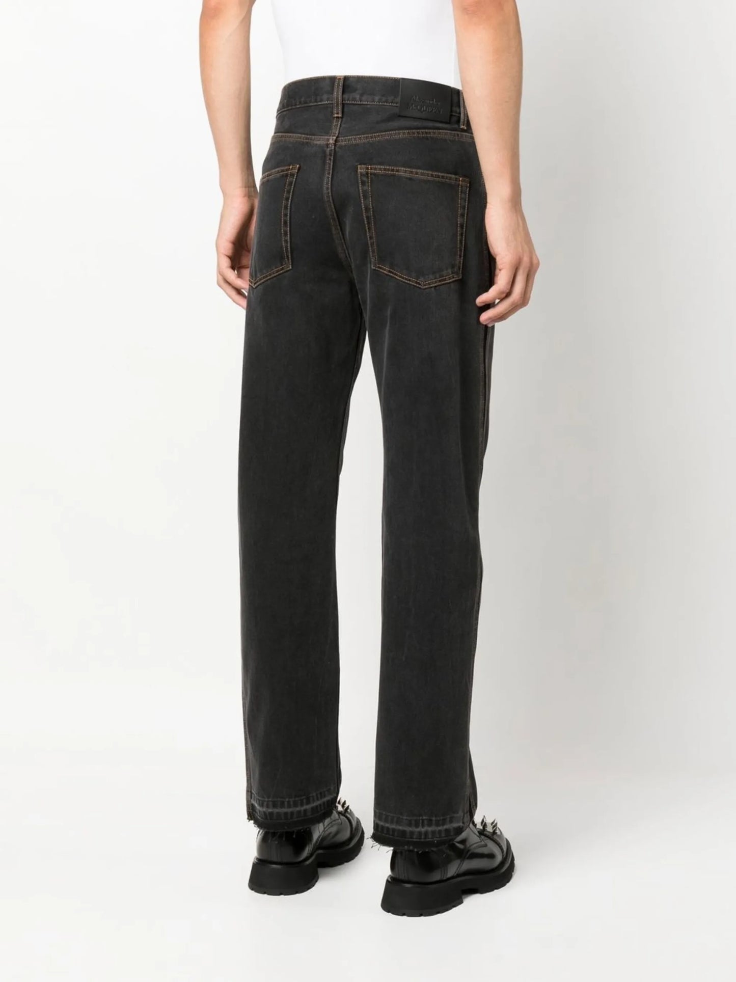 side stripe straight-leg jeans