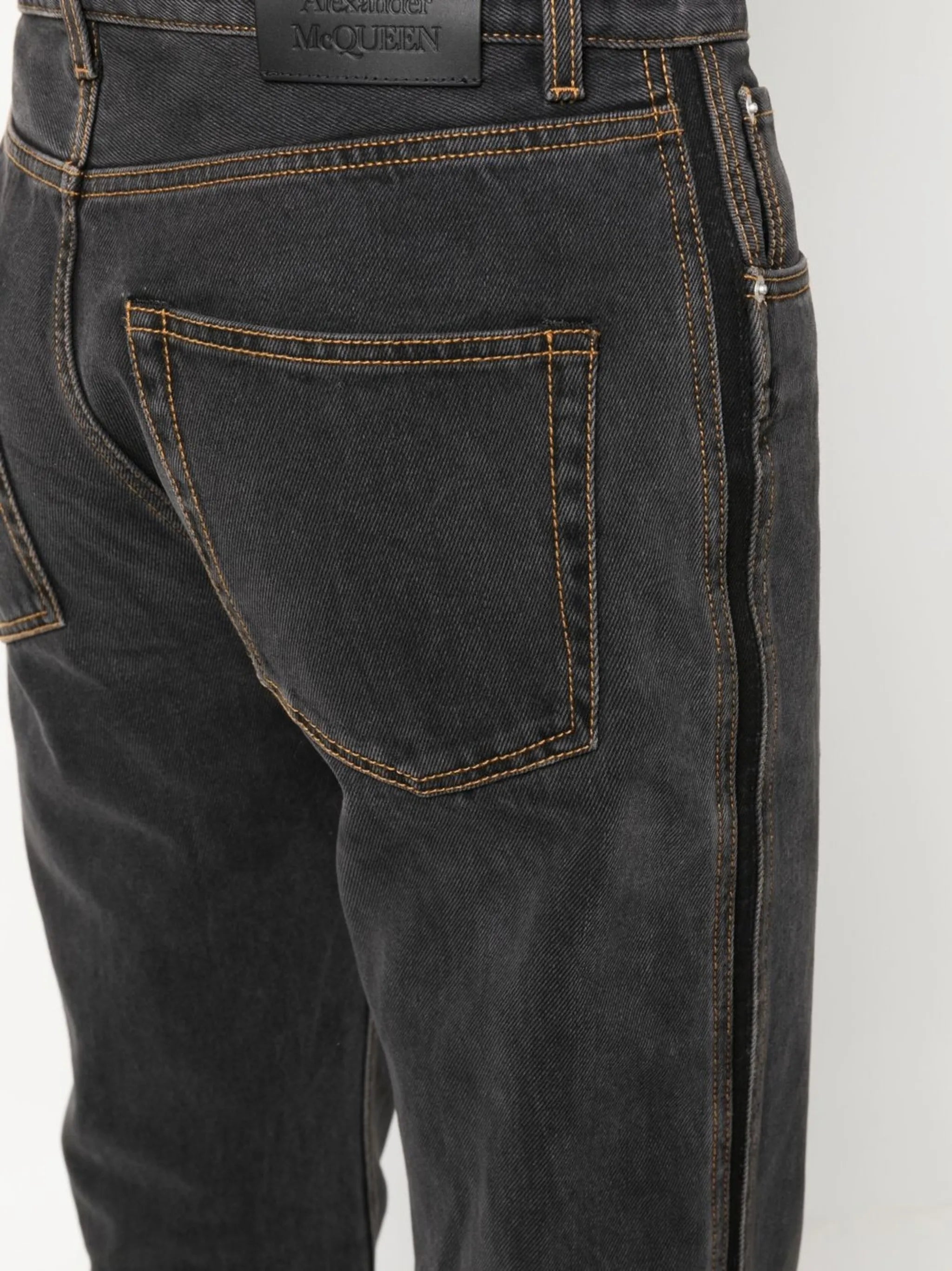 side stripe straight-leg jeans