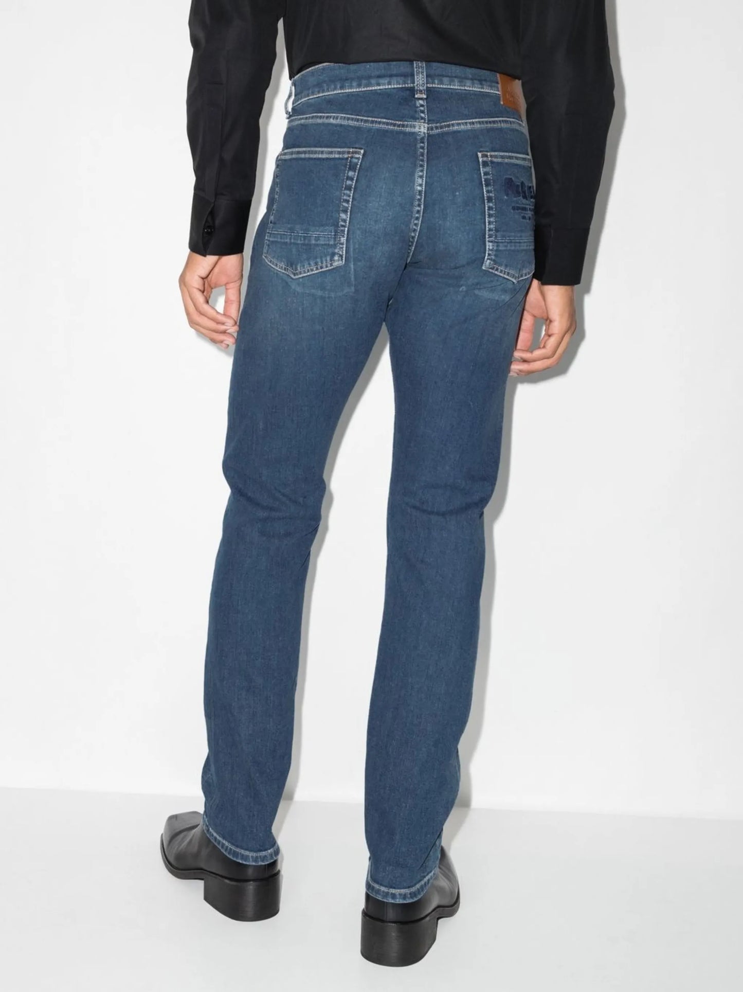 embroidered-logo straight-leg jeans