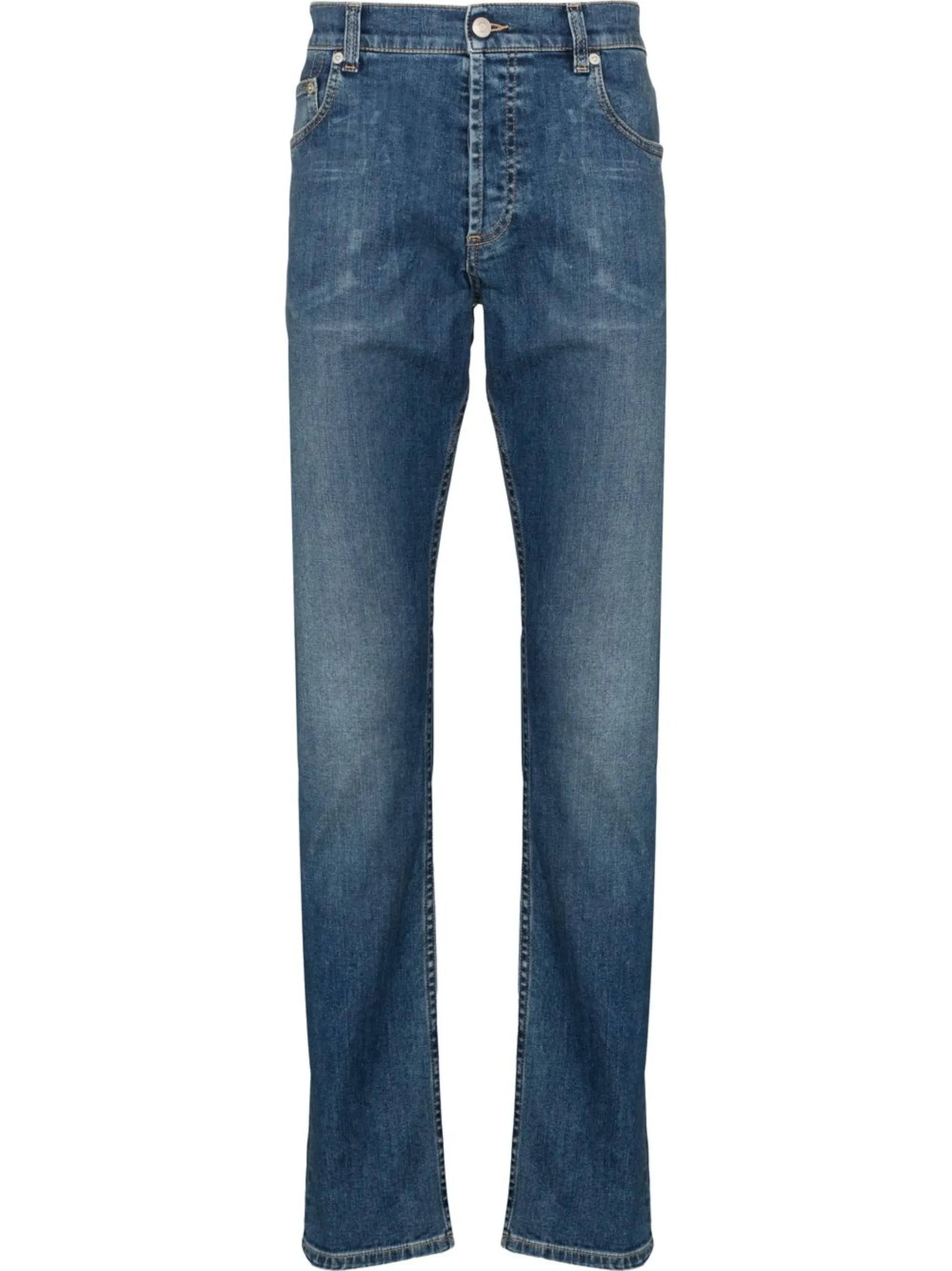 embroidered-logo straight-leg jeans