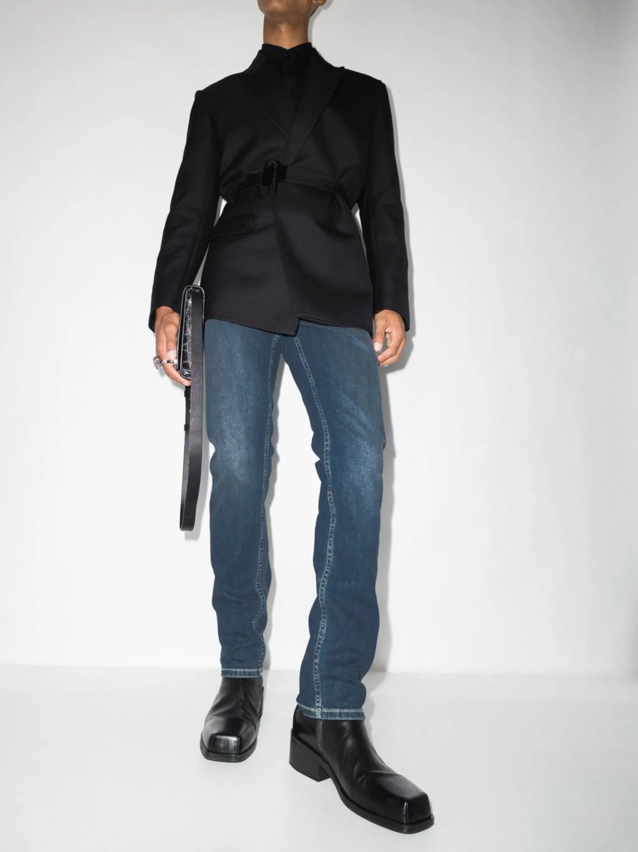 embroidered-logo straight-leg jeans