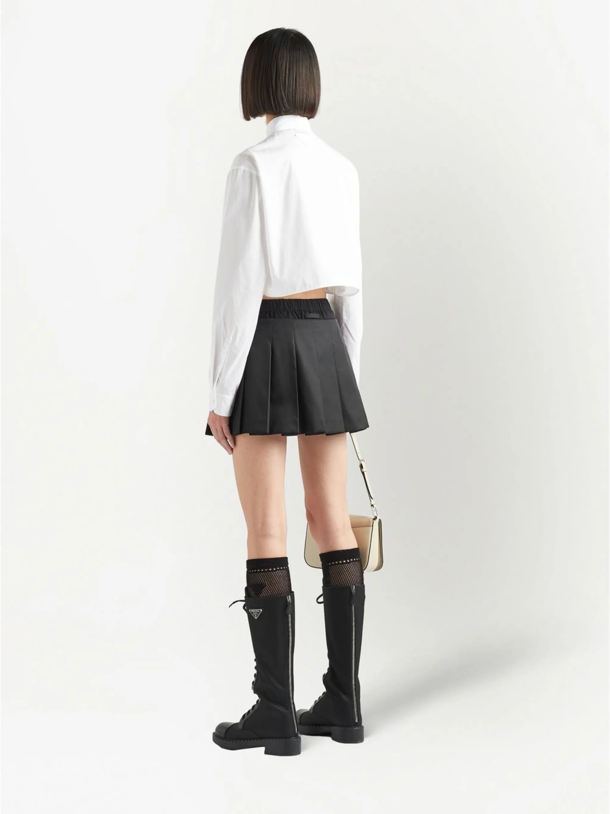 Re-Nylon pleated miniskirt